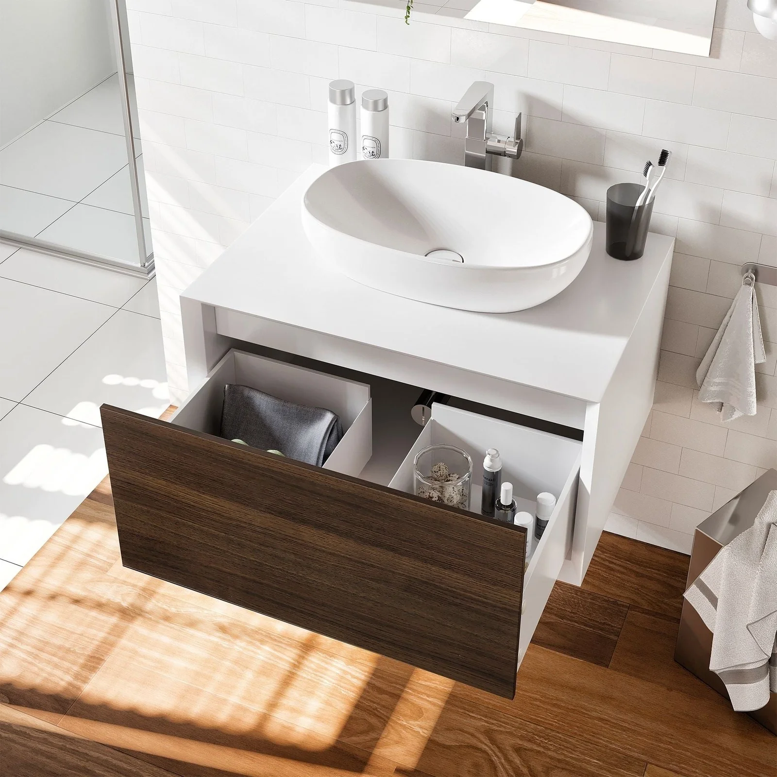 Eviva Santa Monica 30" Wall Mount Bathroom Vanity with Solid Surface Vessel Sink - Image 12