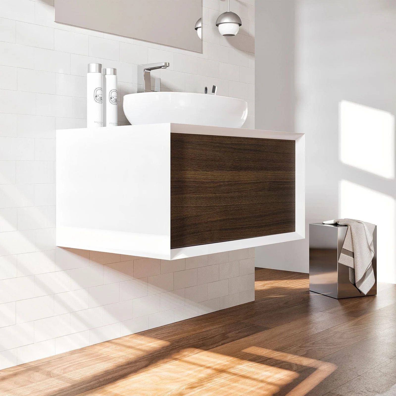 Eviva Santa Monica 30" Wall Mount Bathroom Vanity with Solid Surface Vessel Sink - Image 5