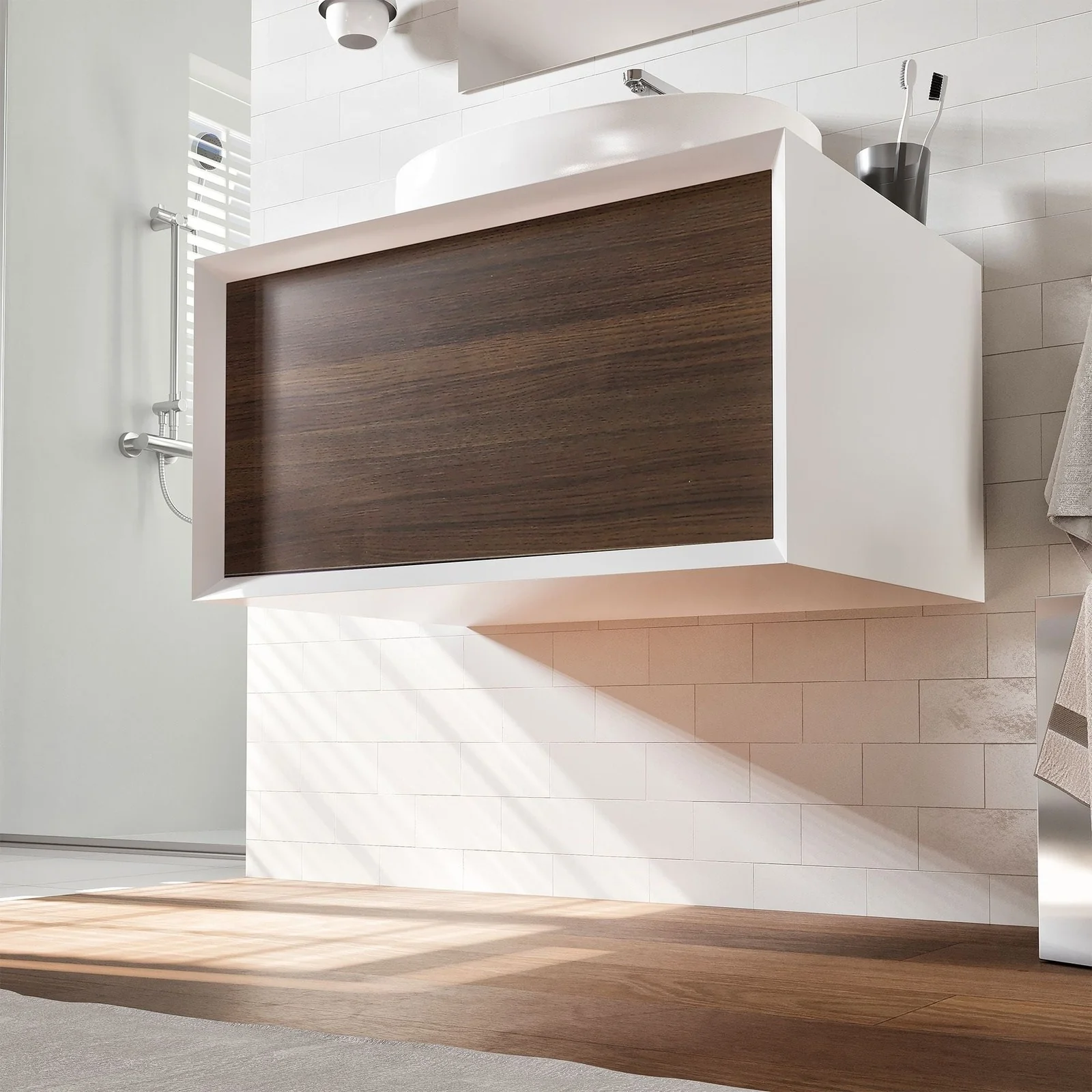 Eviva Santa Monica 30" Wall Mount Bathroom Vanity with Solid Surface Vessel Sink - Image 6
