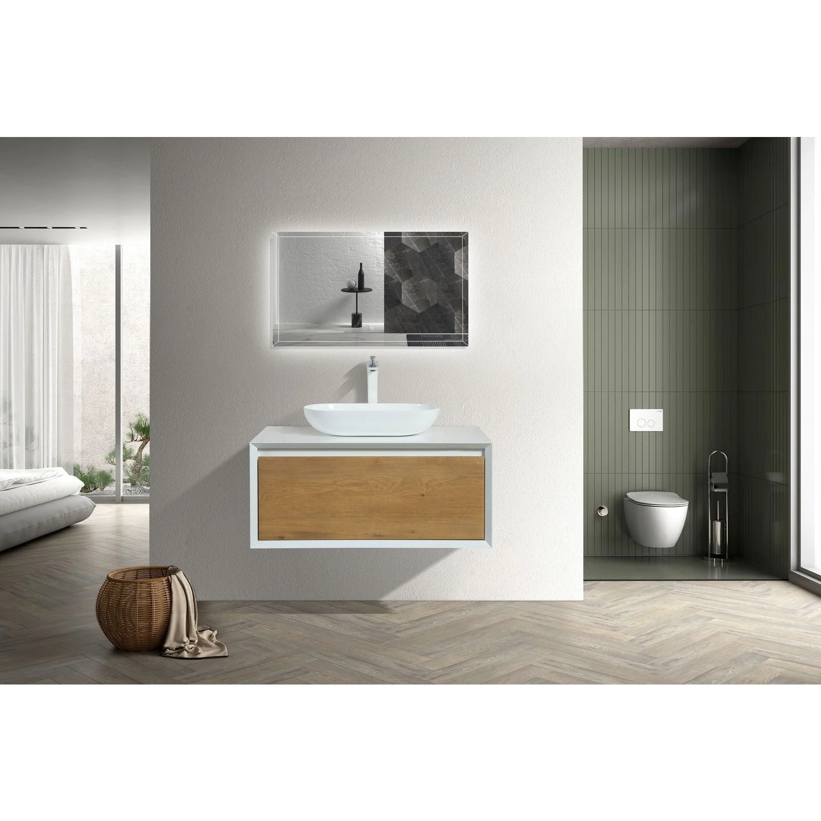 Eviva Santa Monica 36" Wall Mount Bathroom Vanity with Solid Surface Vessel Sink - Image 16