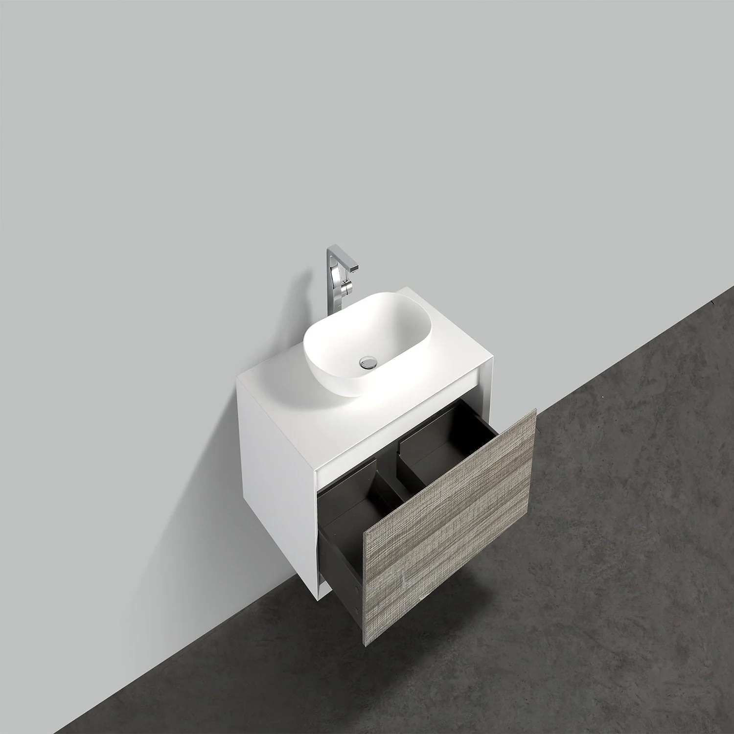 Eviva Santa Monica 36" Wall Mount Bathroom Vanity with White Porcelain Vessel Sink - Image 4