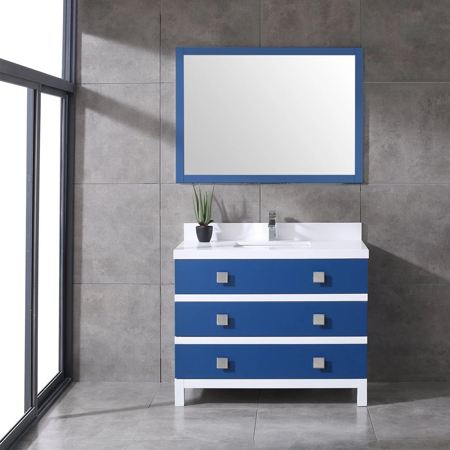 Eviva Sydney 42" Bathroom Vanity with Solid Quartz Countertop