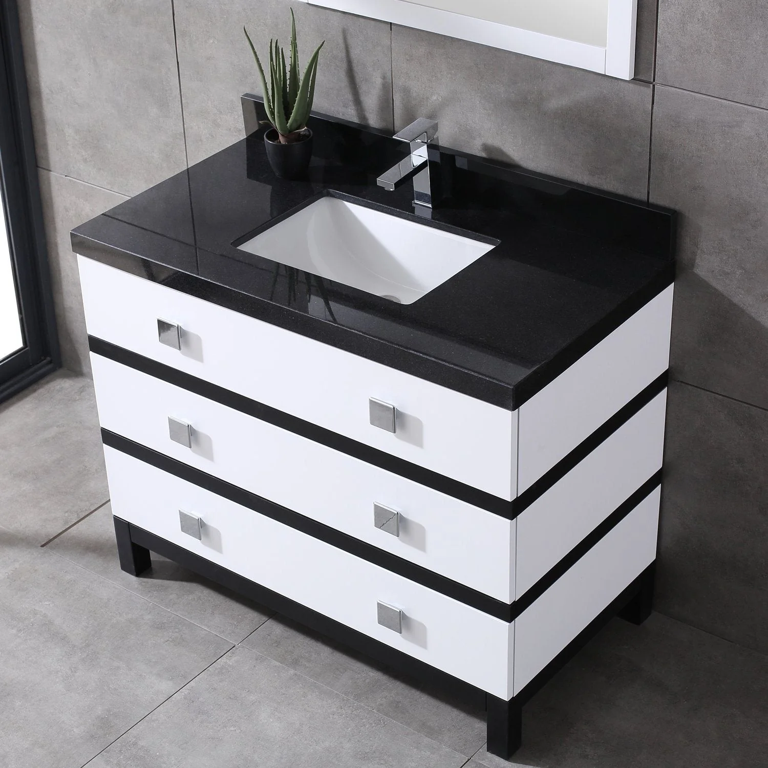 Eviva Sydney 42" Bathroom Vanity with Solid Quartz Countertop - Image 10