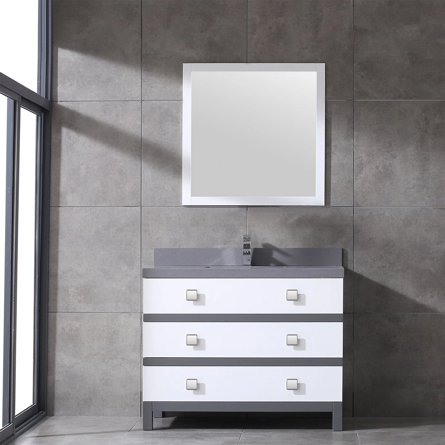 Eviva Sydney 42" Bathroom Vanity with Solid Quartz Countertop - Image 11