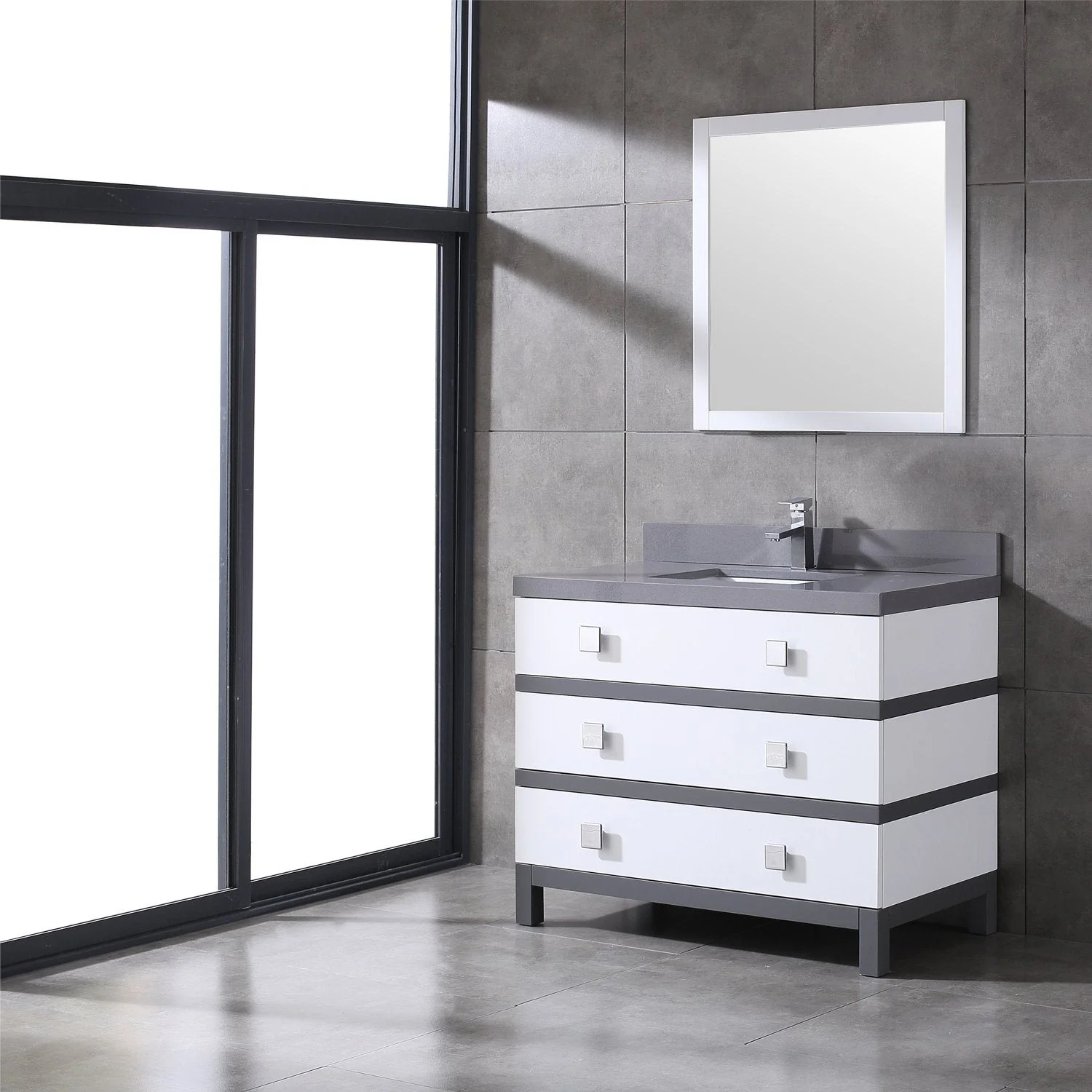 Eviva Sydney 42" Bathroom Vanity with Solid Quartz Countertop - Image 13