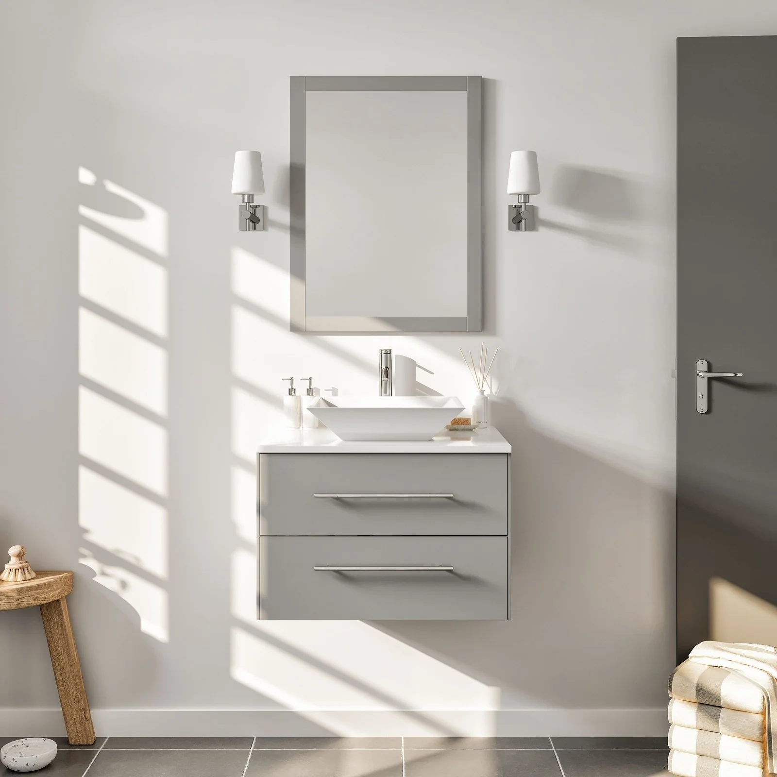 Eviva Totti Wave 24" Modern Bathroom Vanity with Super White Man-Made Stone Countertop and Porcelain Vessel Sink - Image 11