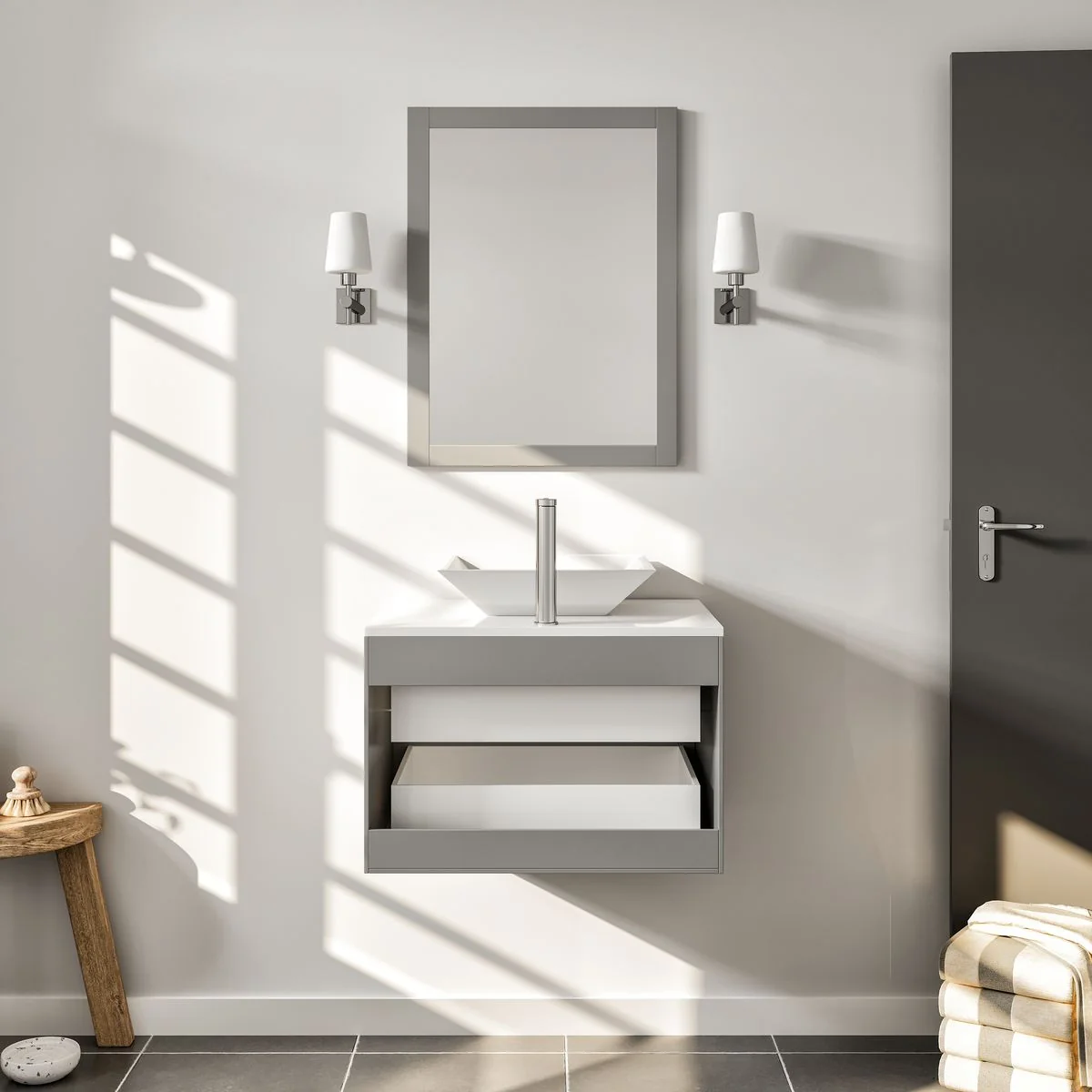 Eviva Totti Wave 24" Modern Bathroom Vanity with Super White Man-Made Stone Countertop and Porcelain Vessel Sink - Image 12