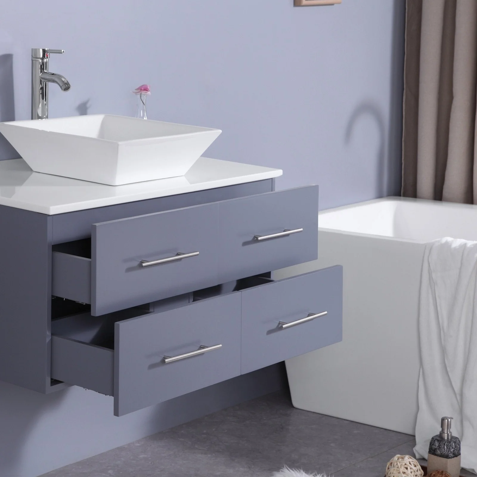 Eviva Totti Wave 36" Modern Bathroom Vanity With Countertop and Sink - Image 10