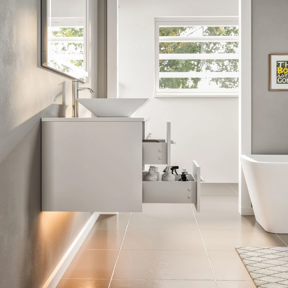 Eviva Totti Wave 48" Modern Bathroom Vanity with Super White Man-Made Stone Countertop and Porcelain Vessel Sink - Image 15