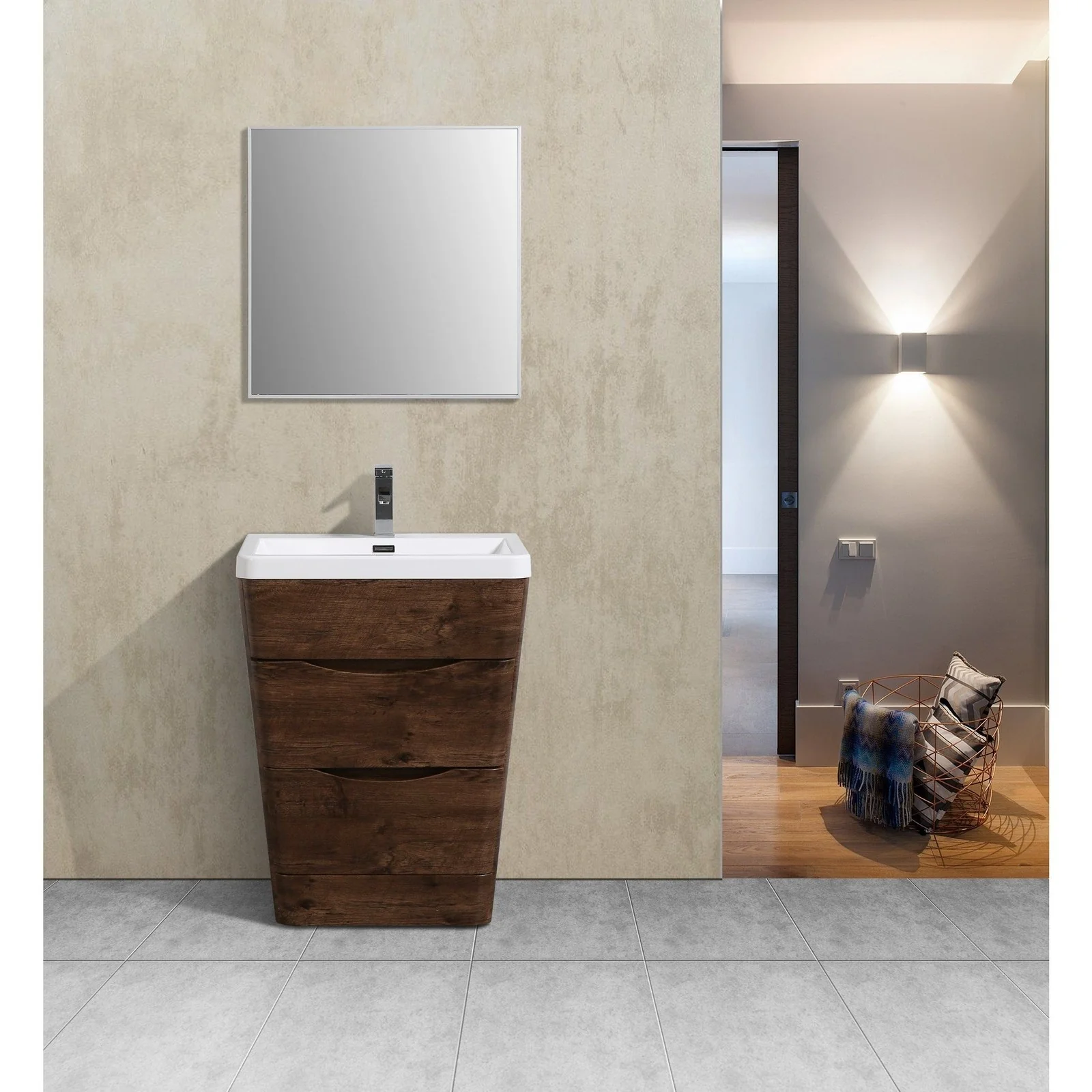 Eviva Victoria 25" Modern Bathroom Vanity with White Integrated Acrylic Sink - Image 8