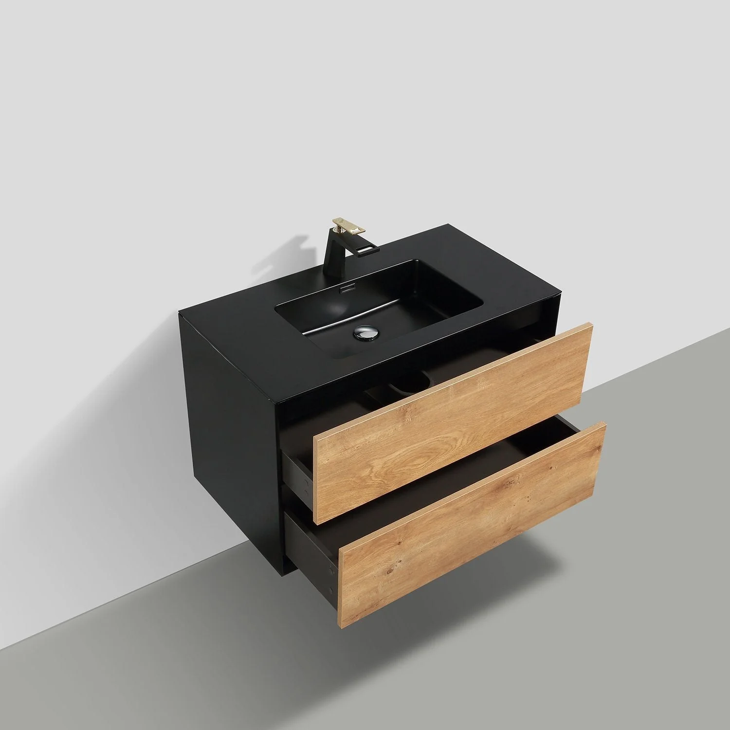 Eviva Vienna 36" Oak Wall Mount Bathroom Vanity with White Integrated Acrylic Sink - Image 5