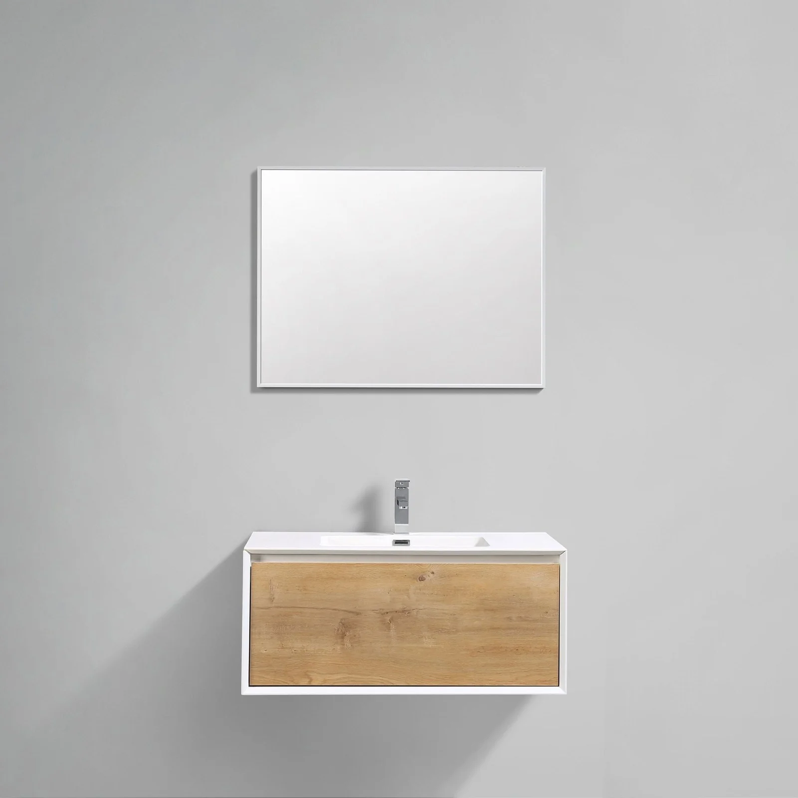 Eviva Vienna 36" Oak Wall Mount Bathroom Vanity with White Integrated Acrylic Sink - Image 9