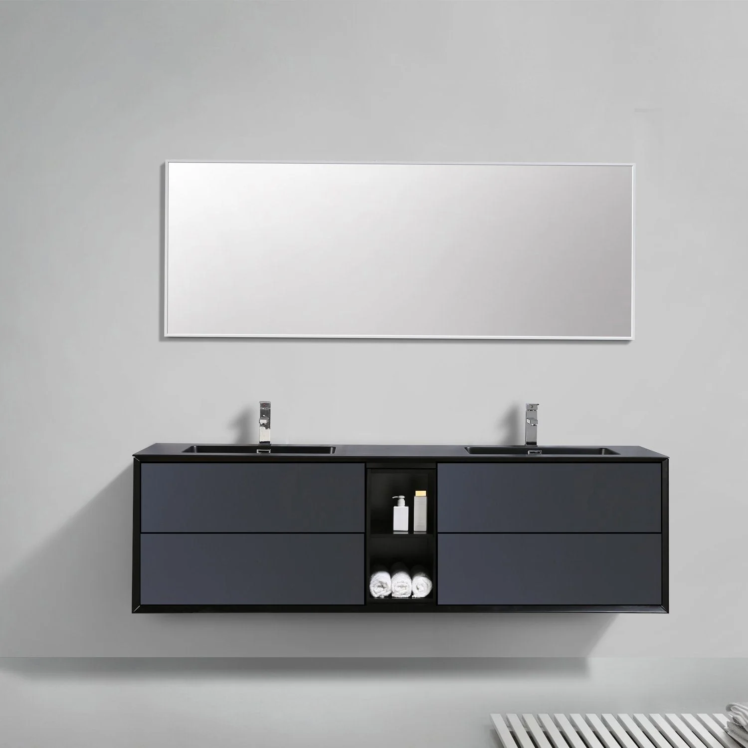 Eviva Vienna 75" Wall Mount Bathroom Vanity with White Integrated Acrylic Sink - Image 9