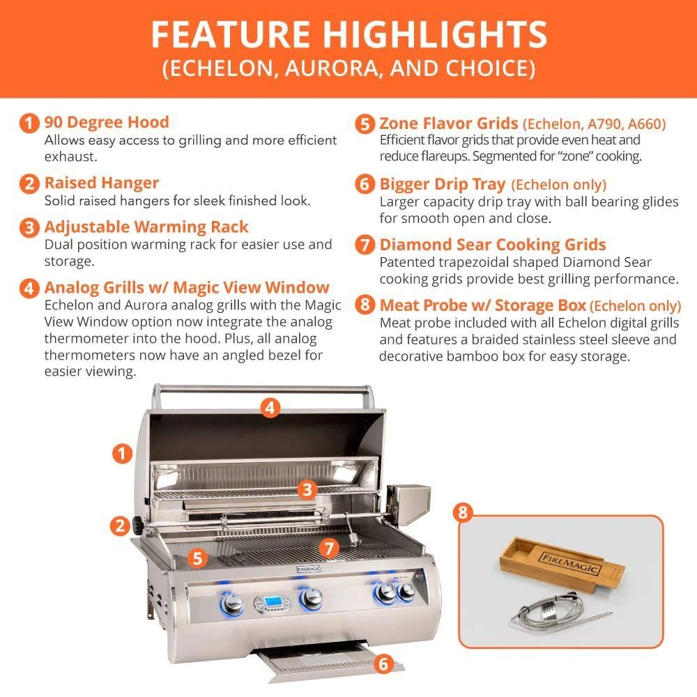 Fire Magic E790i Echelon Diamond 36-Inch Built-In Gas Grill - Image 20