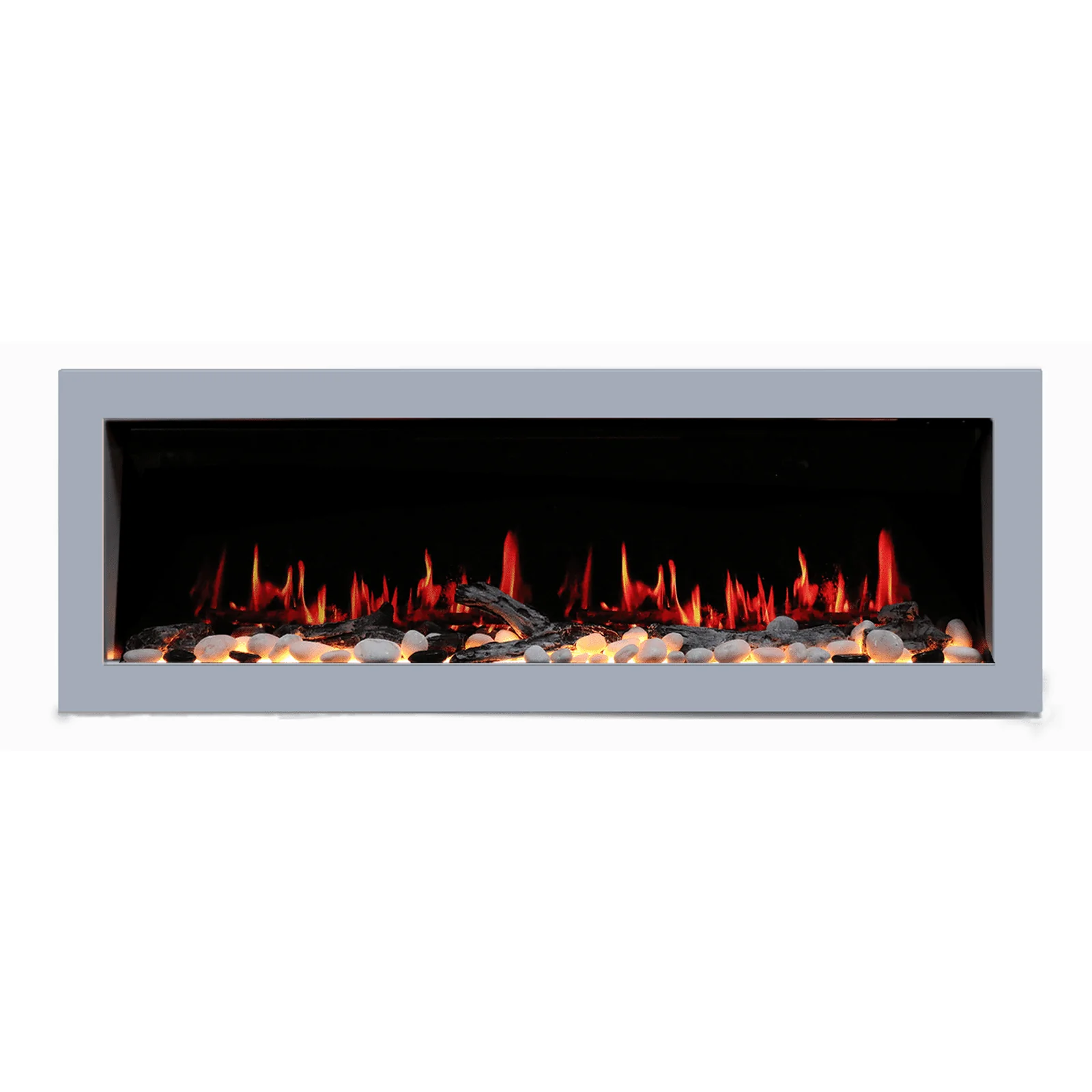Litedeer Homes Gloria II 58" Smart Electric Fireplace with App Driftwood Log & River Rock Silver - Image 3
