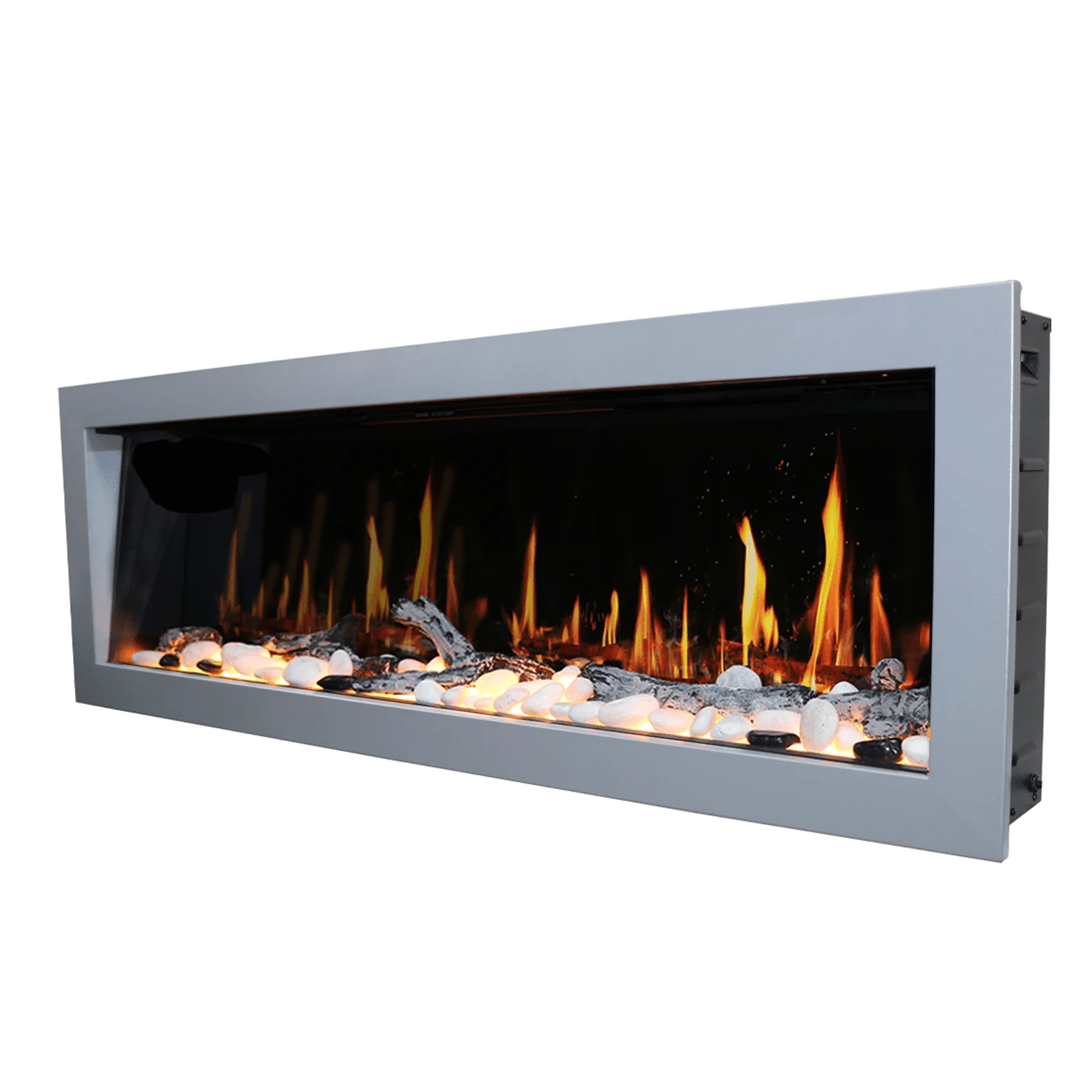 Litedeer Homes Gloria II 58" Smart Electric Fireplace with App Driftwood Log & River Rock Silver - Image 5