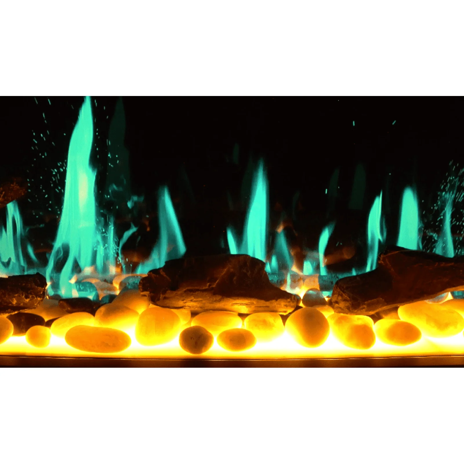Litedeer Homes Gloria II 58" Smart Electric Fireplace with App Driftwood Log & River Rock Silver - Image 9