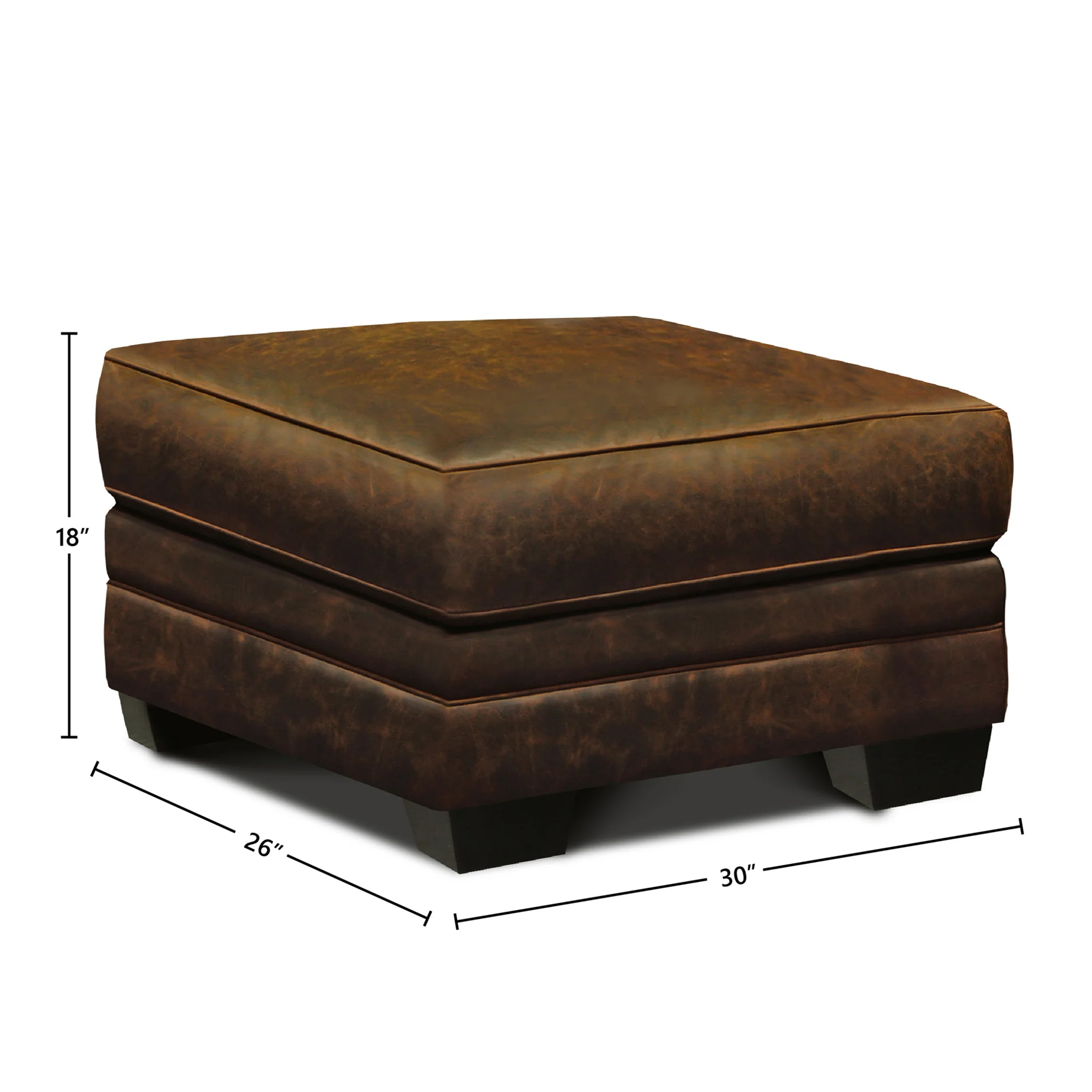 GTR Cordova 100% Top Grain Leather Mid-century Ottoman - Image 2