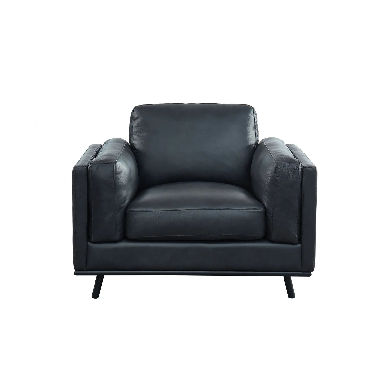 GTR Milano Dark Gray Black Leather Armchair - Image 3