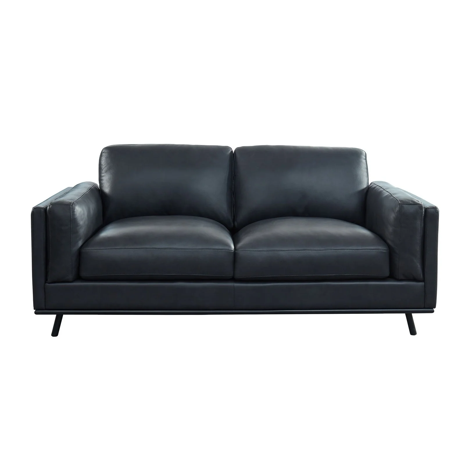 GTR Milano Dark Gray Black Leather Loveseat - Image 3