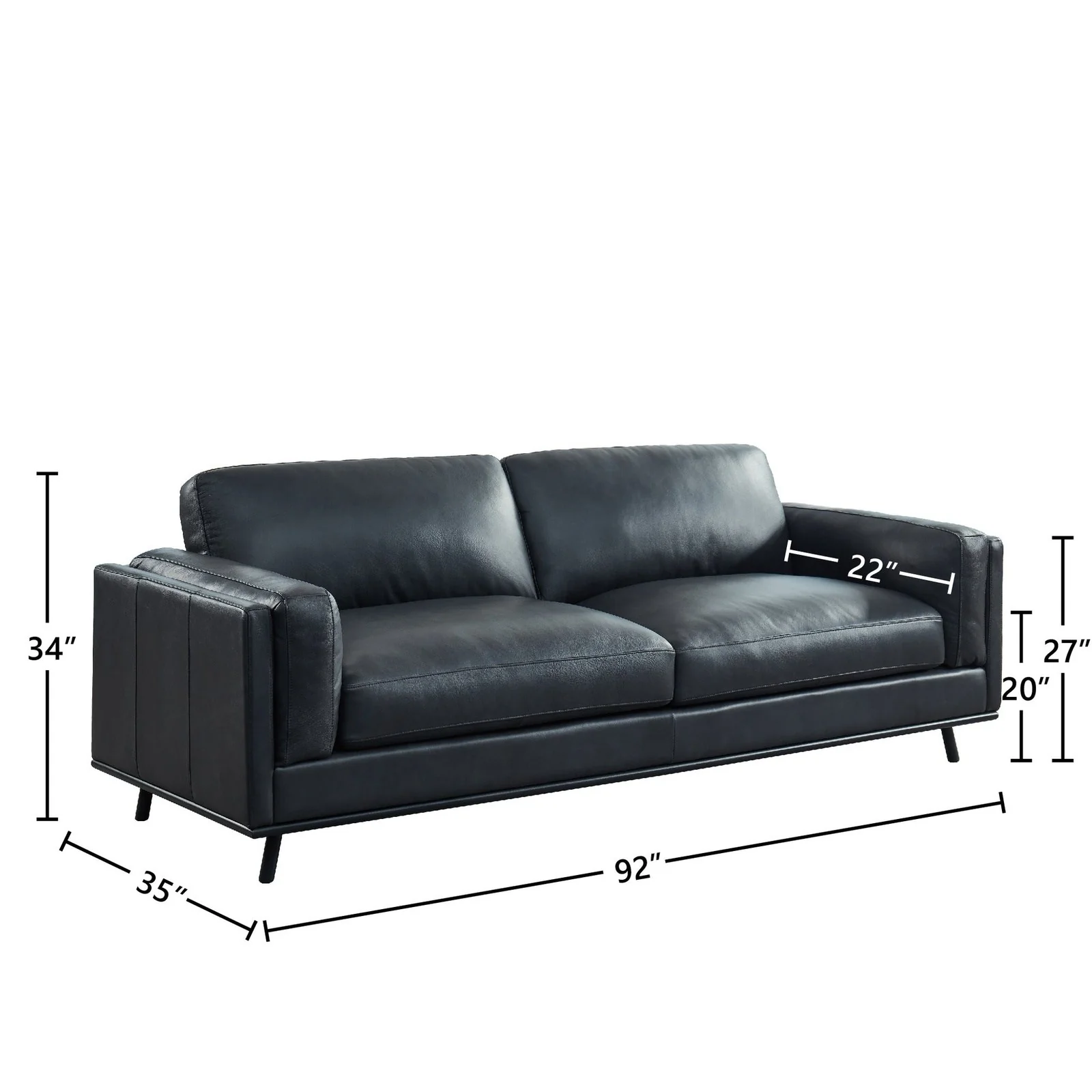 GTR Milano Dark Gray Black Leather Sofa - Image 2