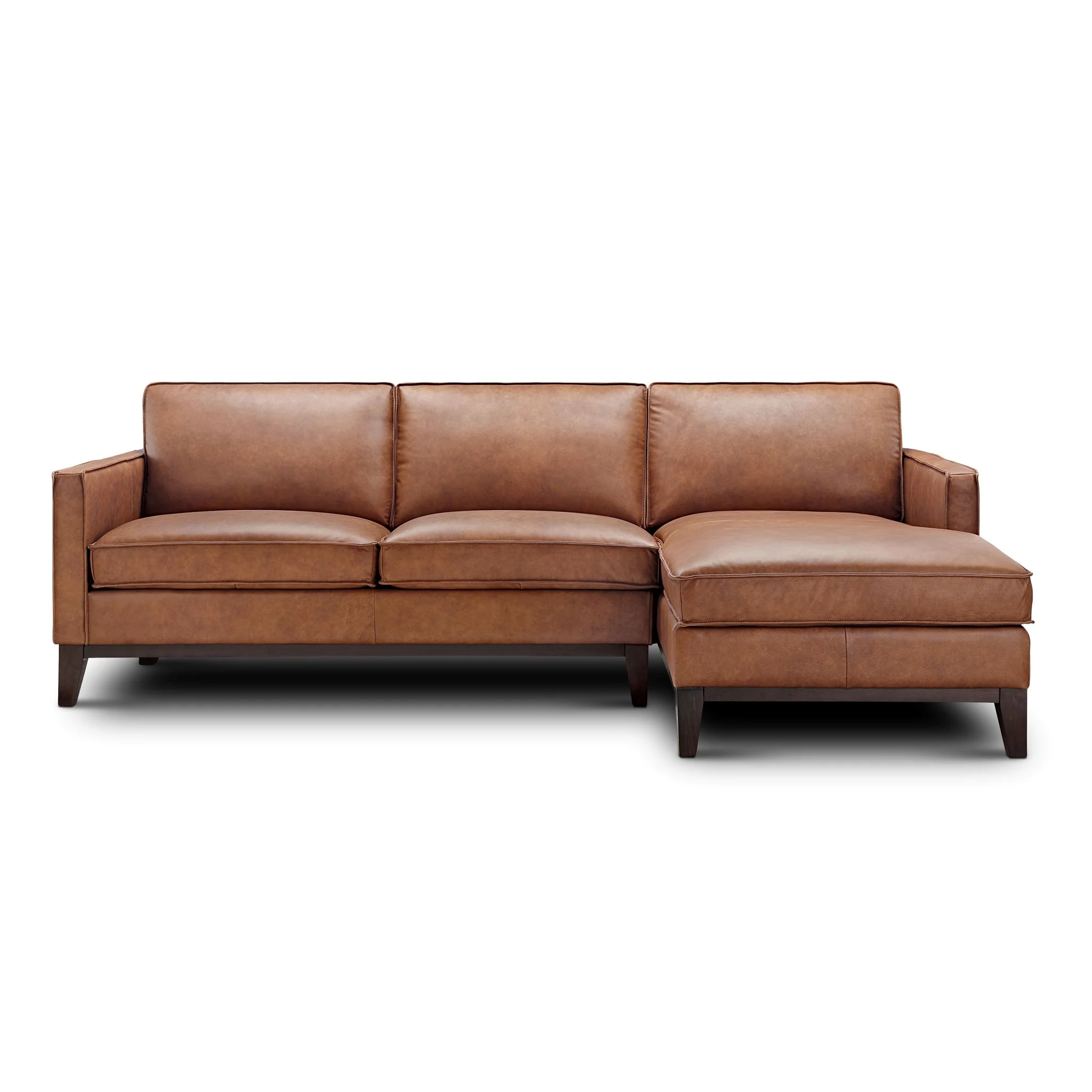 GTR Pimlico Brown Leather Sectional with RAF Chaise - Image 4