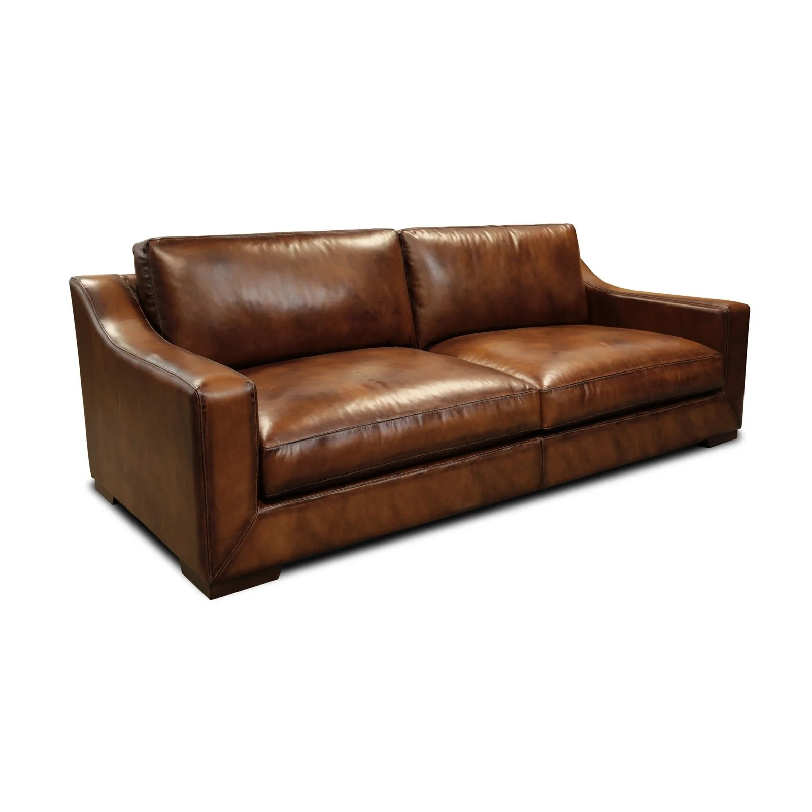 GTR Ramba 100% Top Grain Leather Contemporary 3-Seater Sofa with Deep Seat