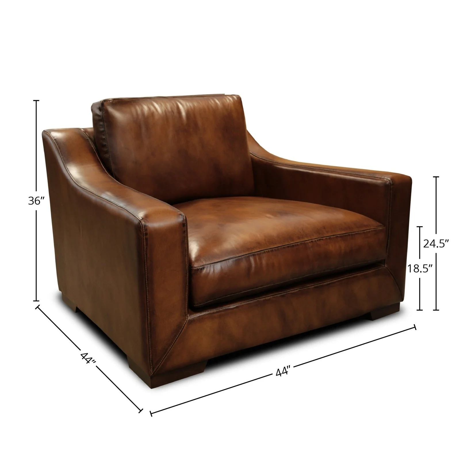 GTR Ramba 100% Top Grain Leather Contemporary Club Armchair with Deep Seat - Image 2