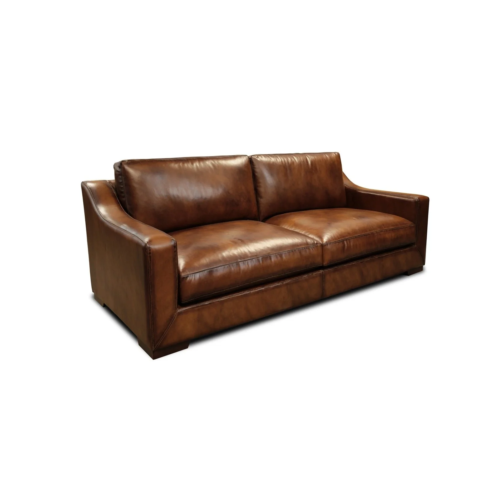 GTR Ramba 100% Top Grain Leather Contemporary Loveseat Sofa with Deep Seat