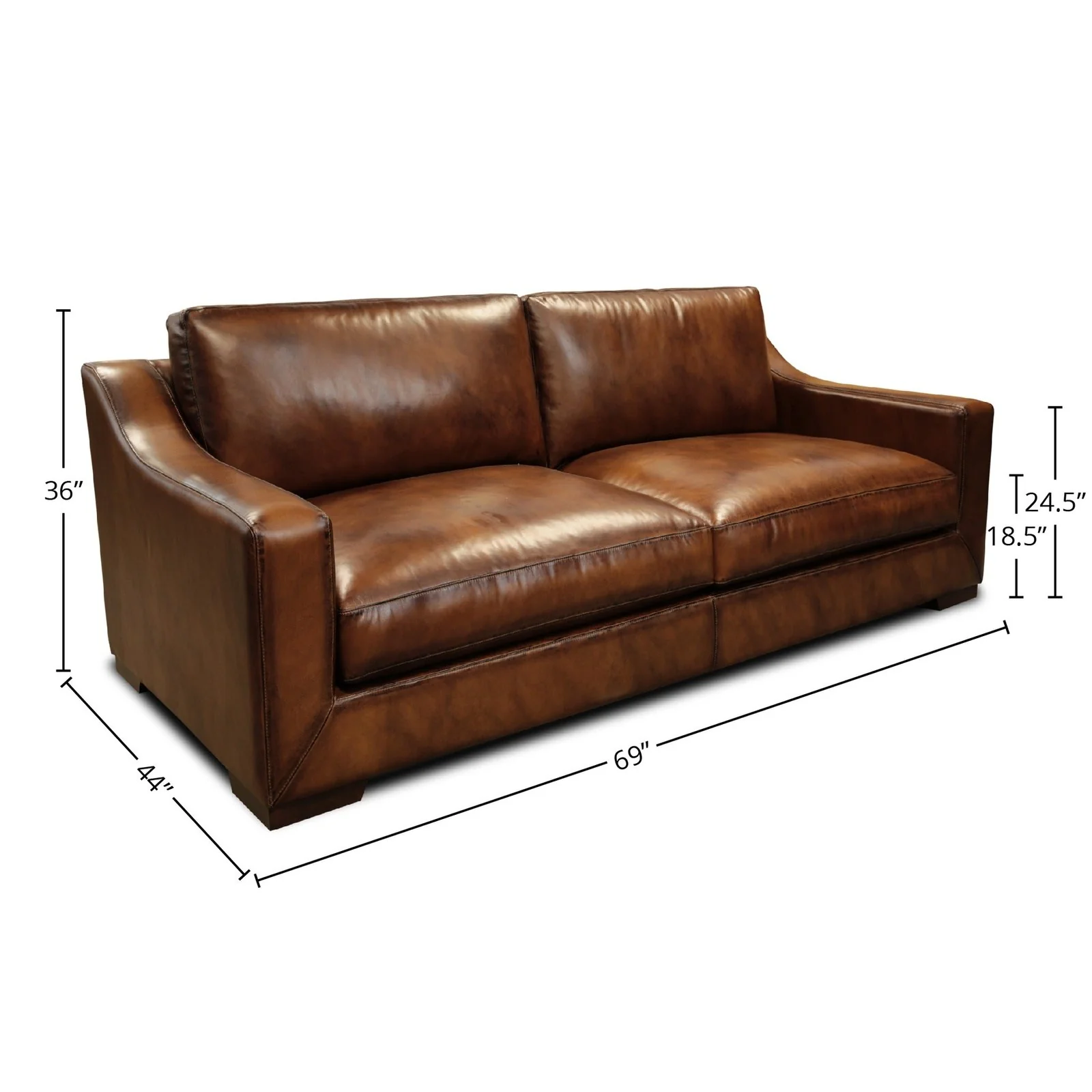 GTR Ramba 100% Top Grain Leather Contemporary Loveseat Sofa with Deep Seat - Image 2