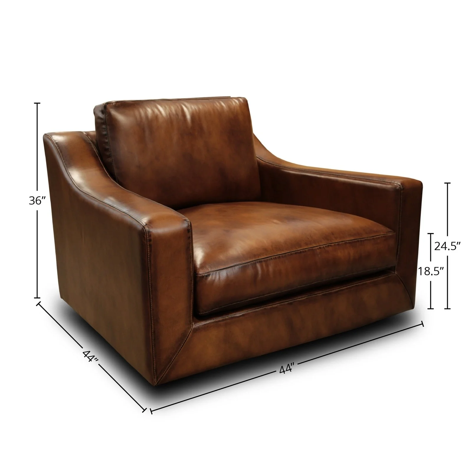 GTR Ramba 100% Top Grain Leather Contemporary Swivel Armchair with Deep Seating - Image 2