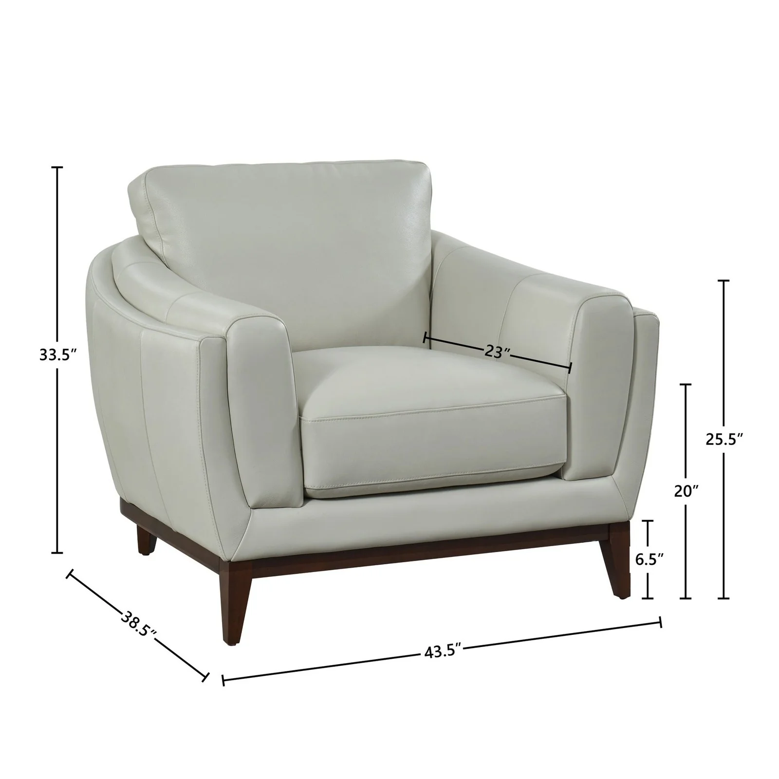 GTR Rio Light Gray Leather Armchair - Image 2