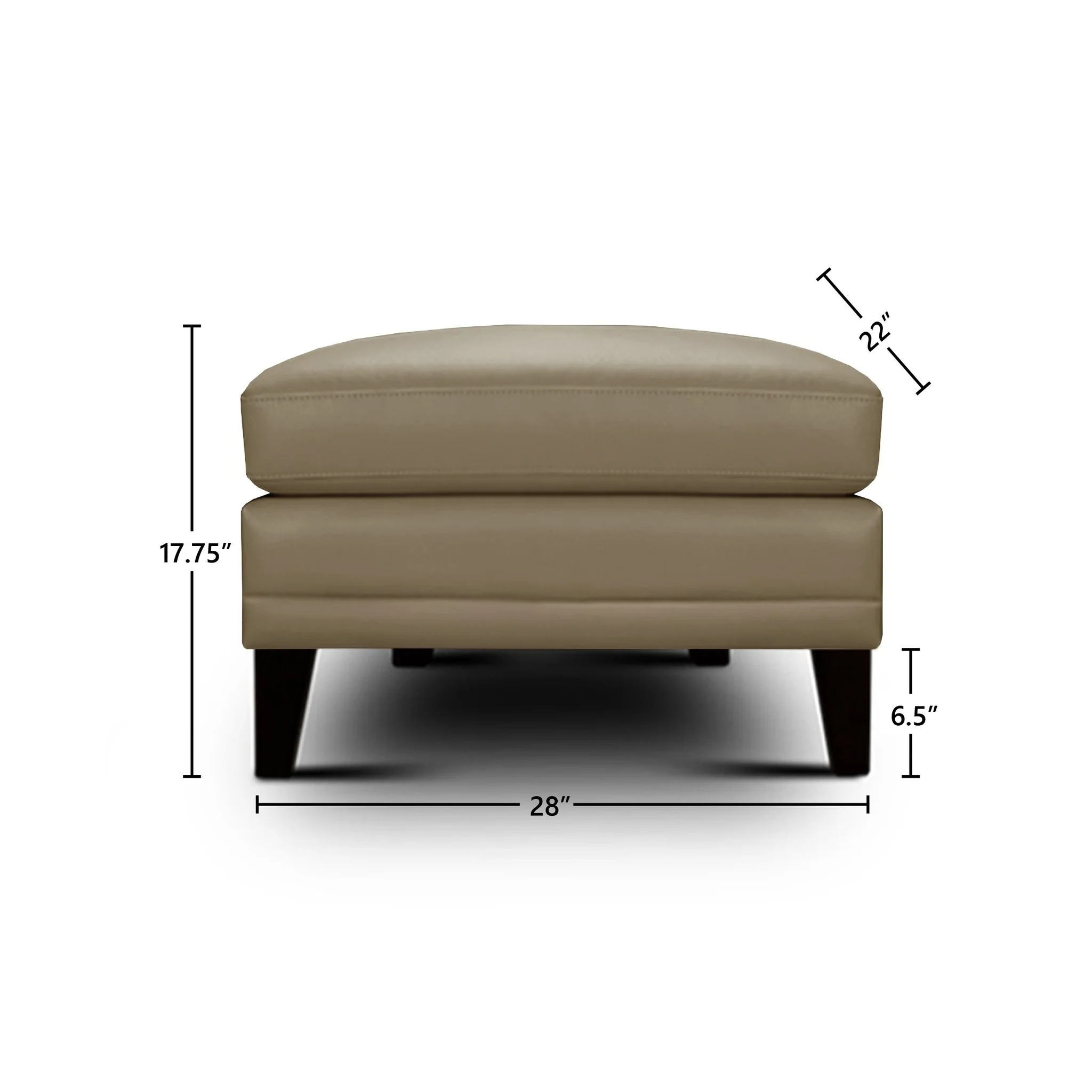 GTR Sienna Beige Leather Midcentury Ottoman - Image 2