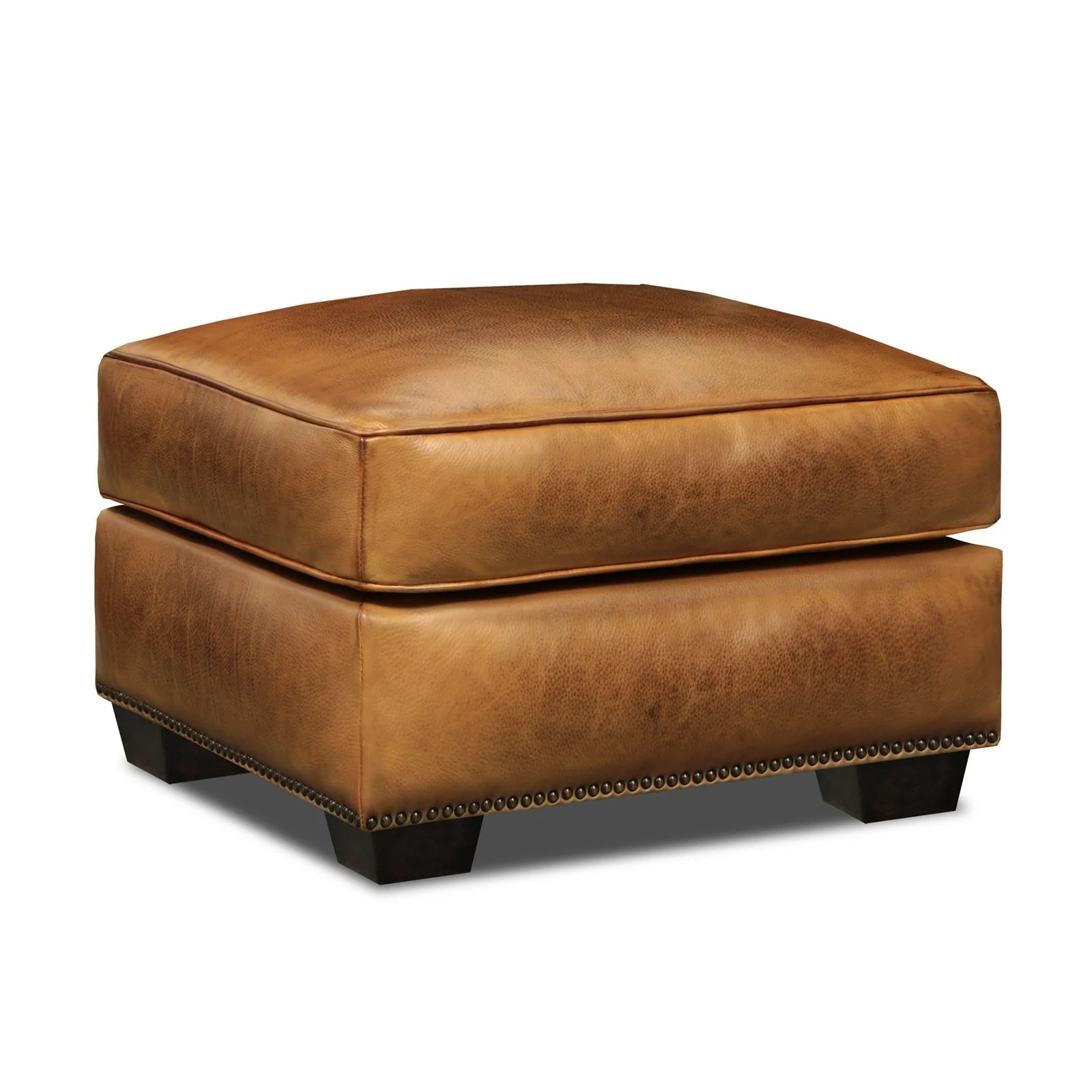GTR Valencia 100% Top Grain Hand Antiqued Leather Traditional Ottoman
