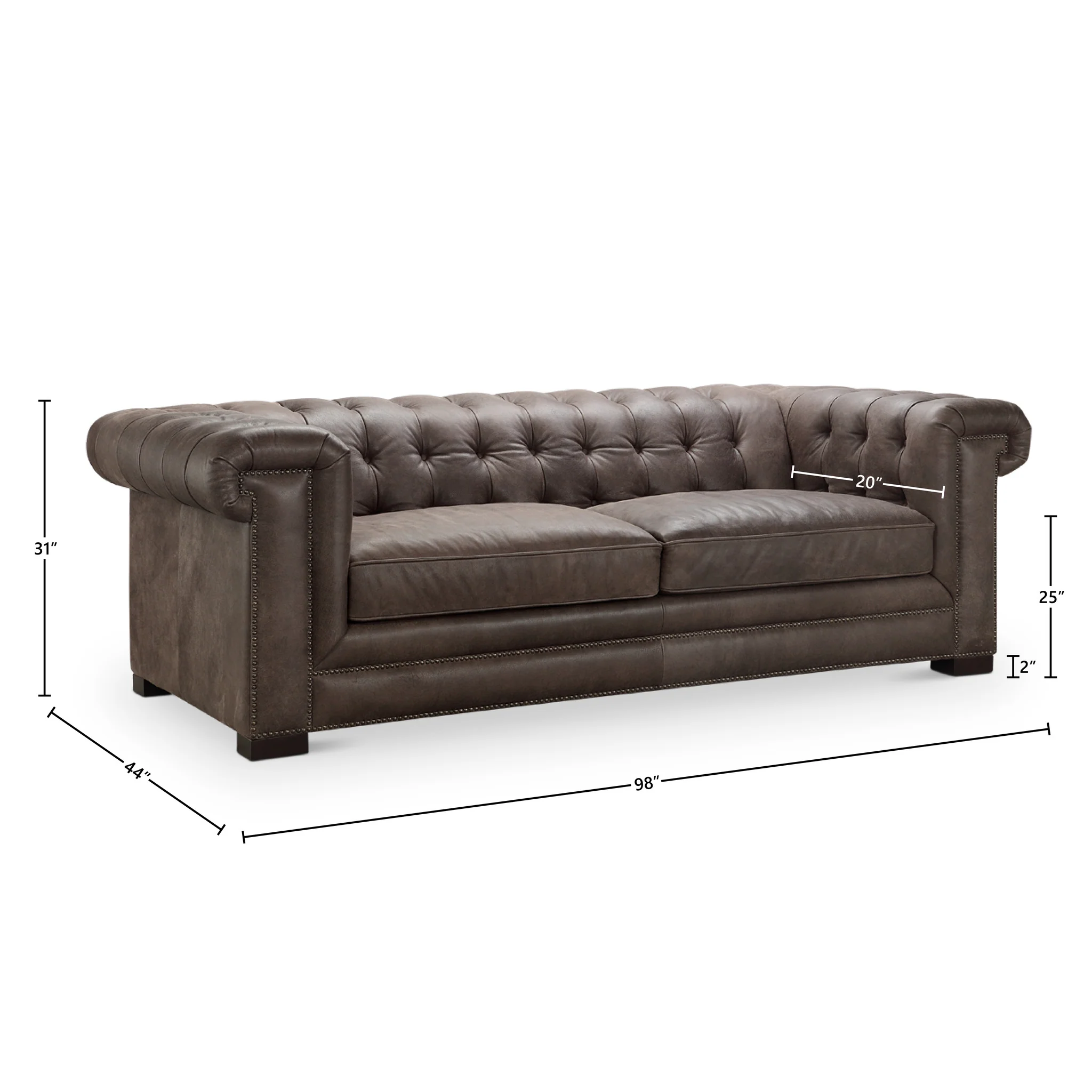 GTR Vienna Dark Brown Leather Sofa - Image 2