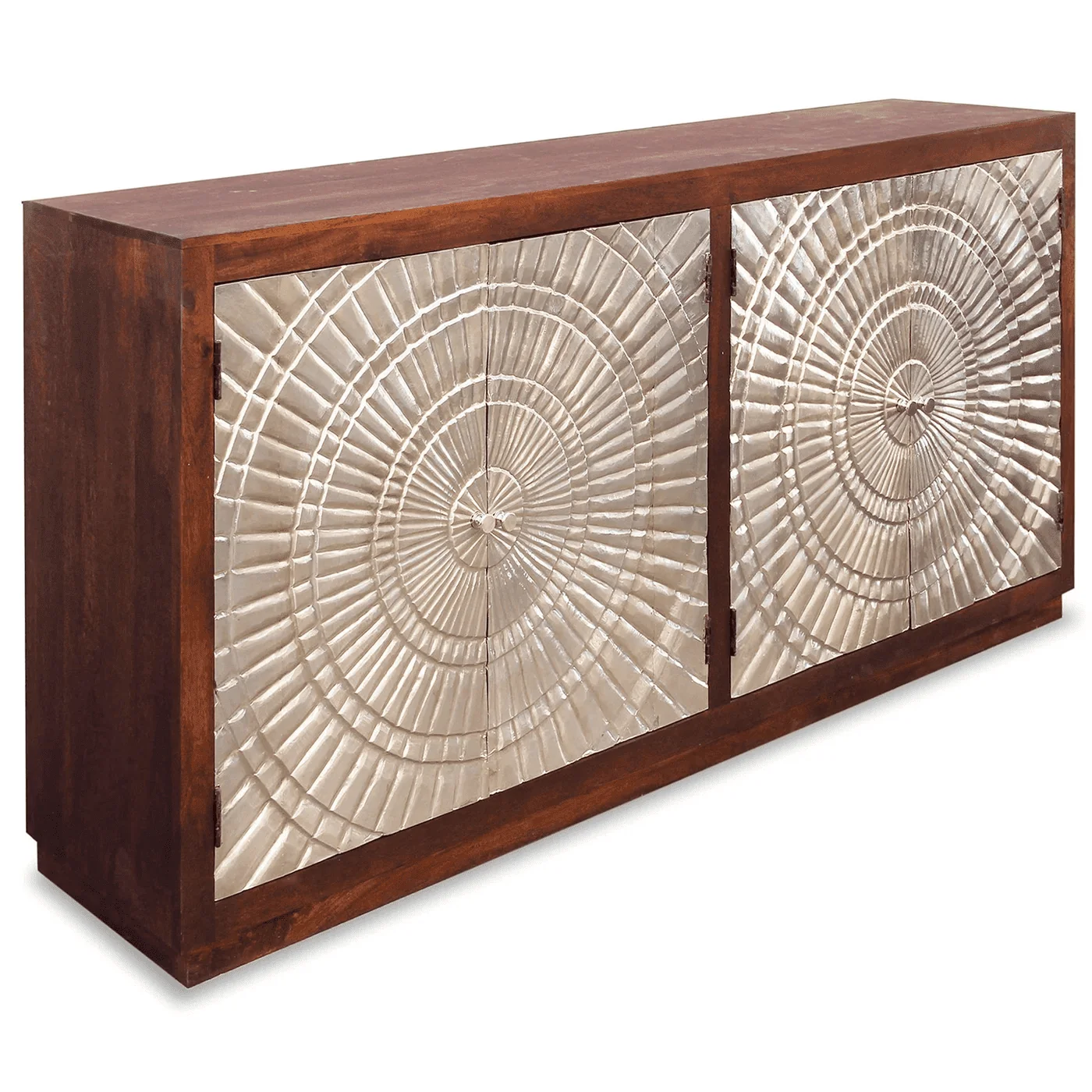 Harp & Finial HALIFAX SIDEBOARD | Silver Metal Wrapped Doors with Dark Walnut Finish on Mango Wood | 4 Door HFF25051 - Image 3