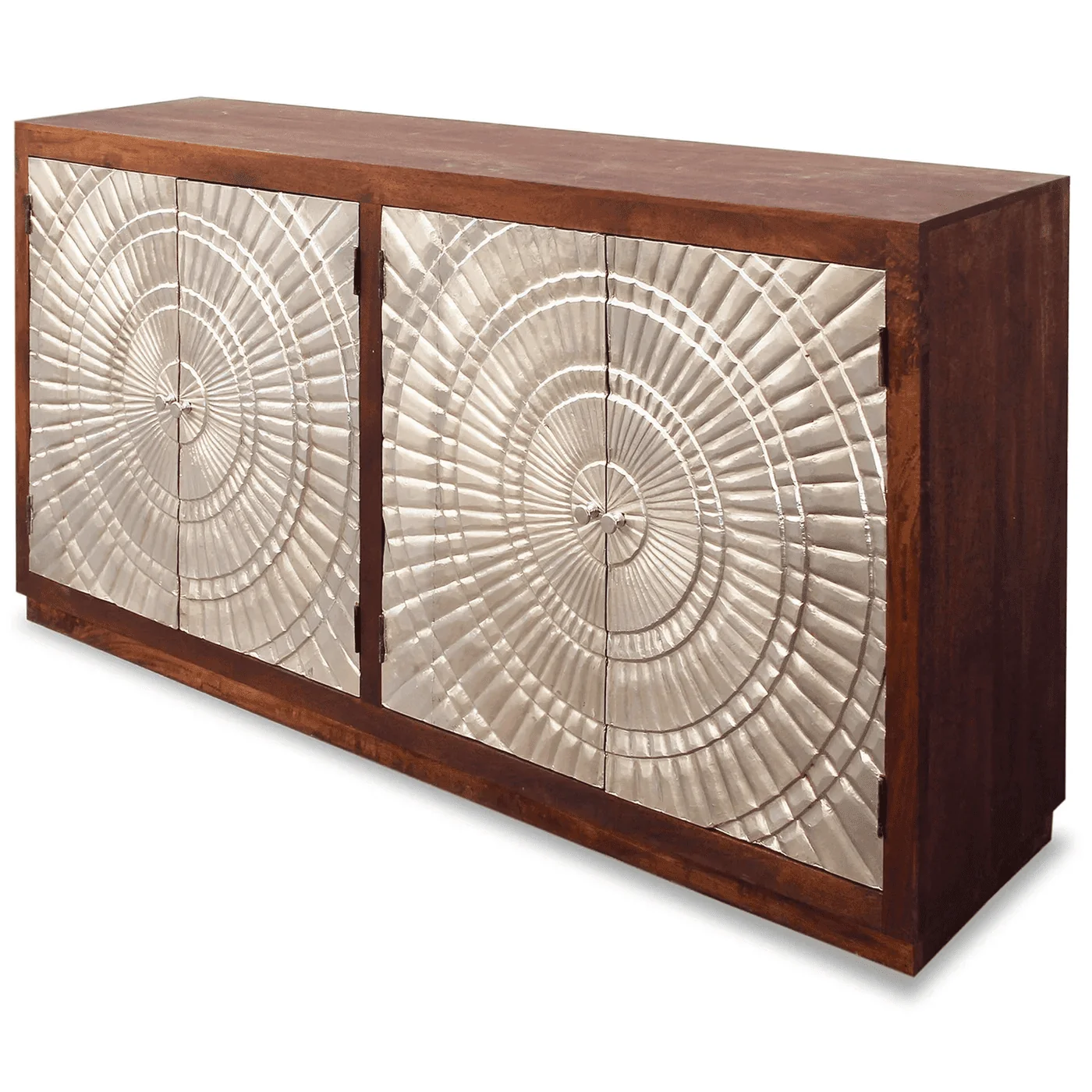Harp & Finial HALIFAX SIDEBOARD | Silver Metal Wrapped Doors with Dark Walnut Finish on Mango Wood | 4 Door HFF25051 - Image 4