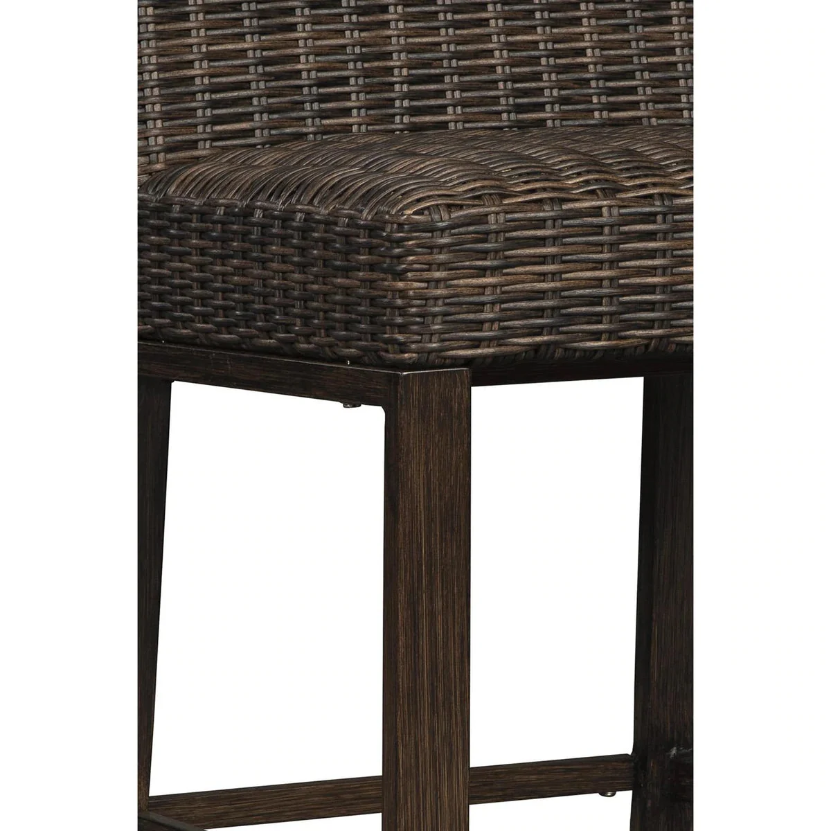 Benzara Handwoven Wicker Frame Aluminum Barstool With Foam Seat In Set Of 2 In Brown BM213362 - Image 3