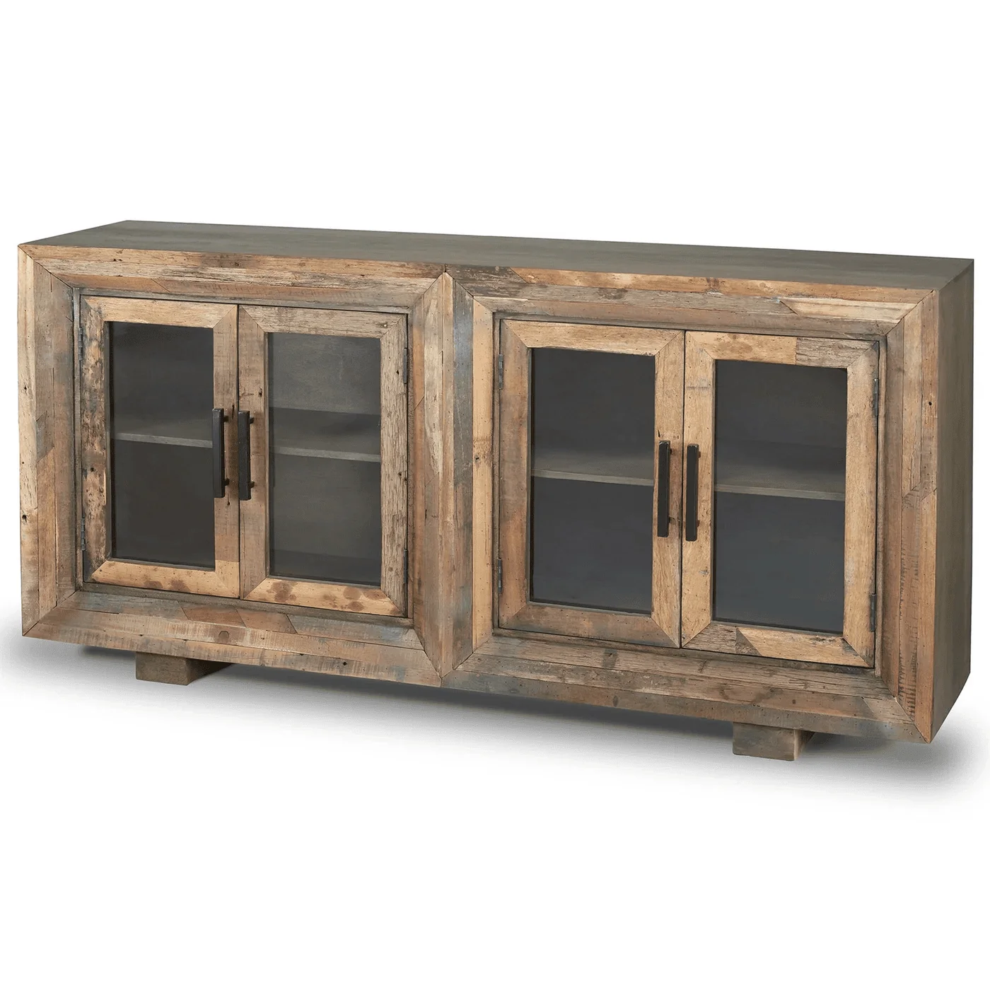 Harp & Finial HUGHES SIDEBOARD | Natural Finish on Reclaimed Wood with Plain Glass | 4 Door HFF24901 - Image 3