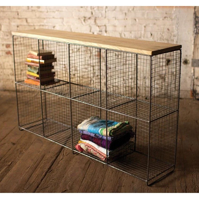Kalalou Eight Cubby Console With Wooden Top