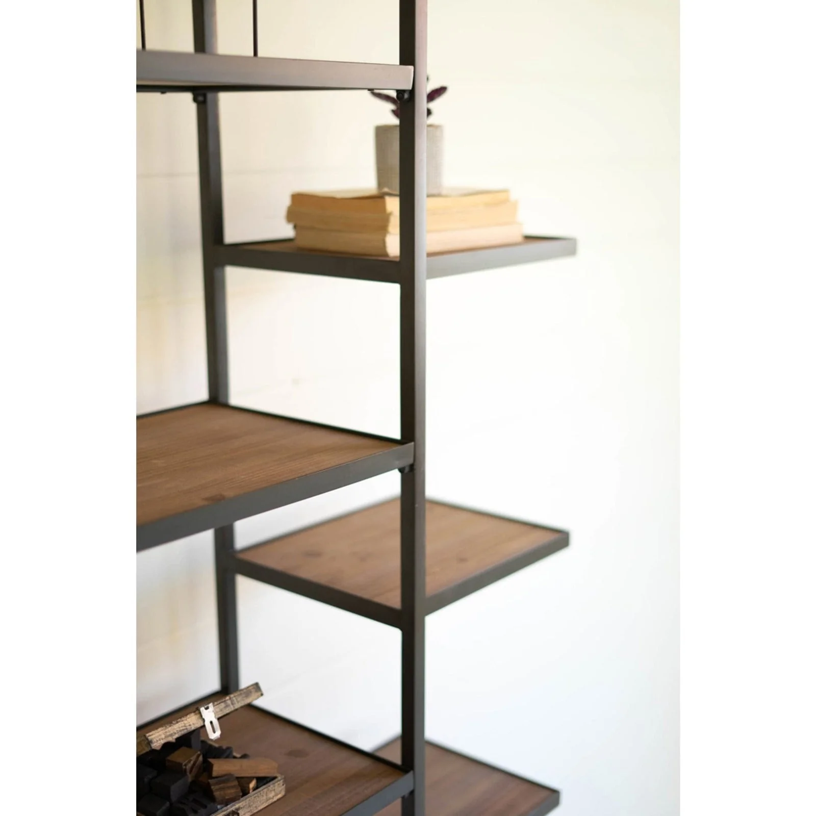Kalalou Metal Wood Tall Geometric Display Shelves - Image 4
