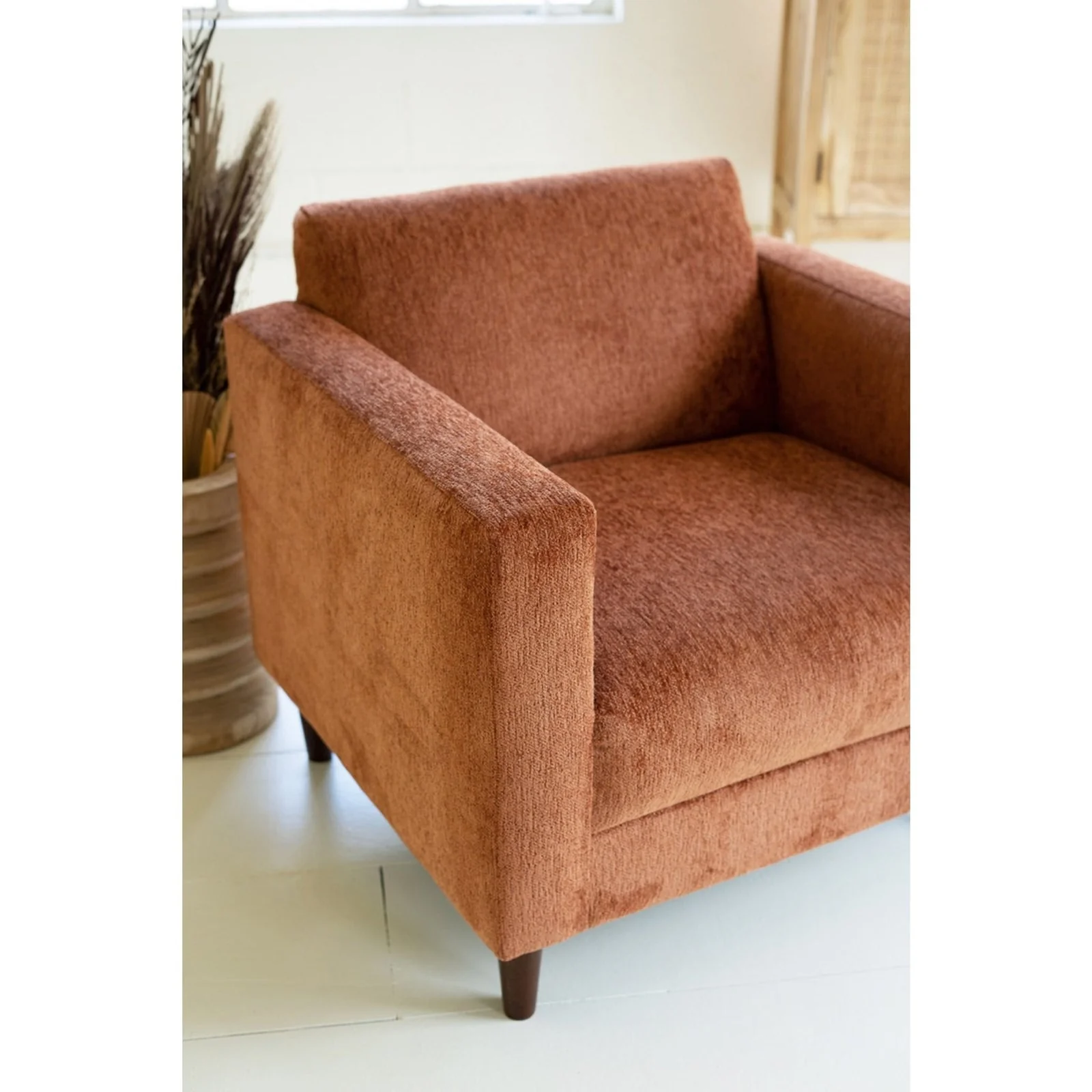 Kalalou Rust Chenille Boucle Club Chair - Image 3