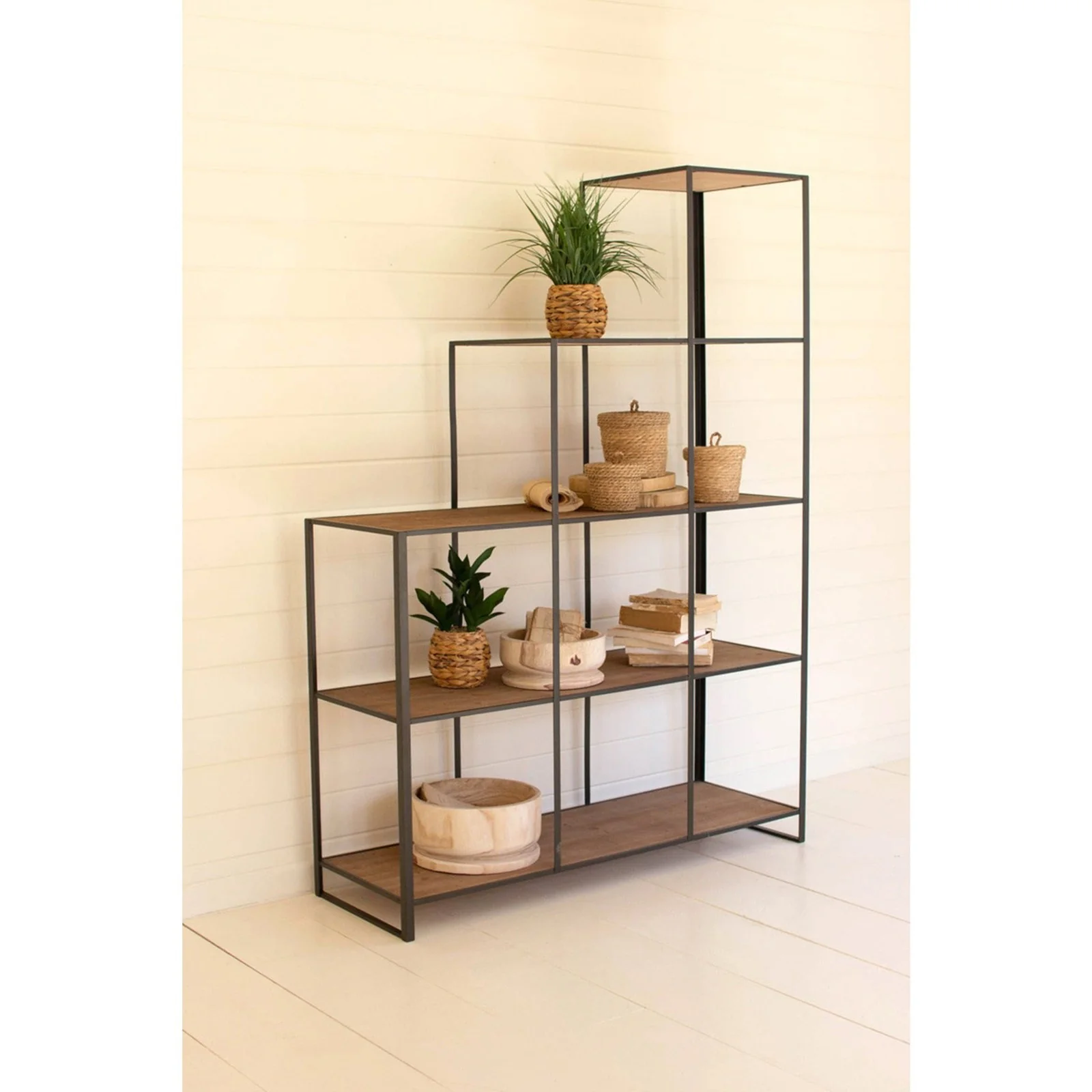 Kalalou Stair-Step Wood Metal Display Unit - Image 2