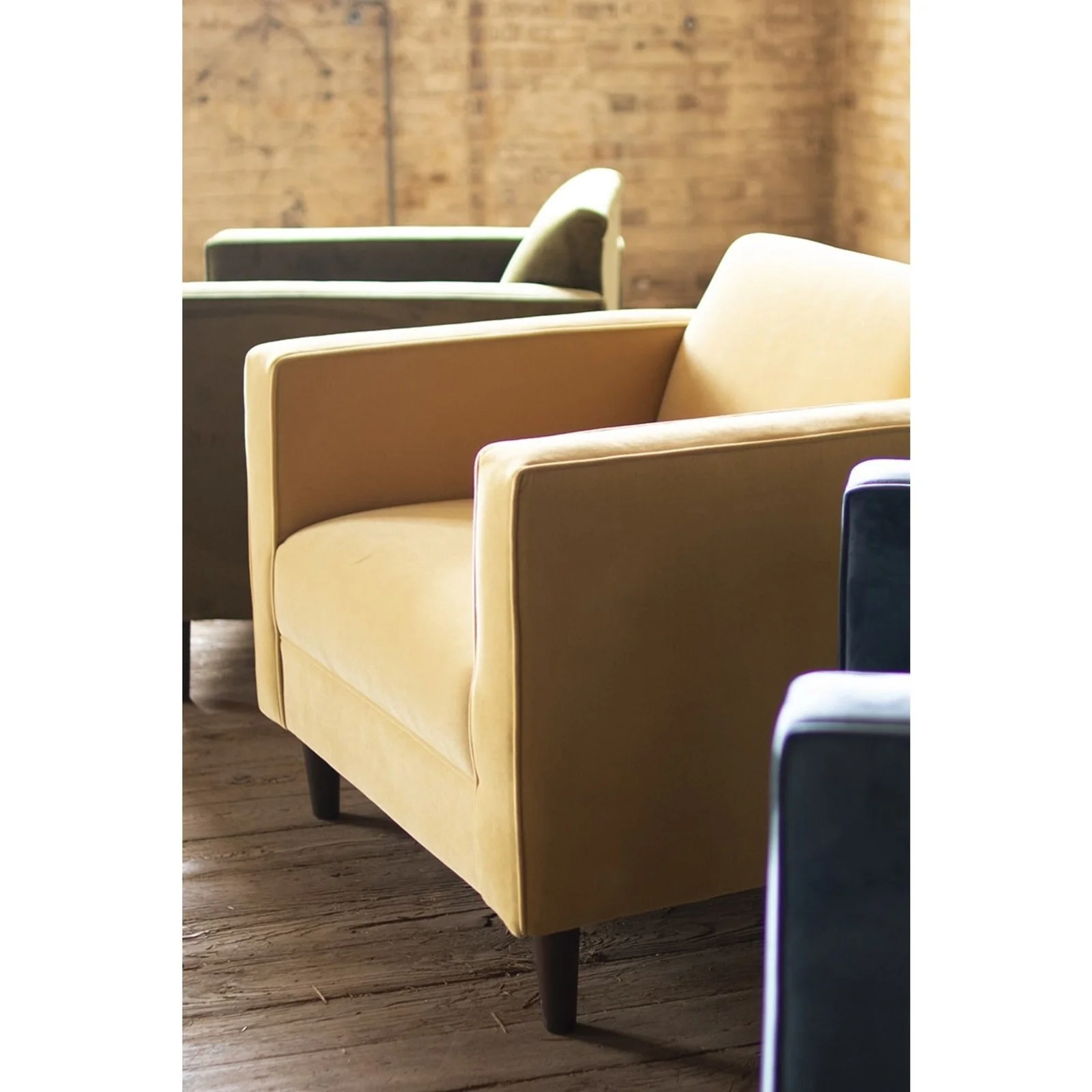 Kalalou Velvet Club Chair \ Steel Blue - Image 2