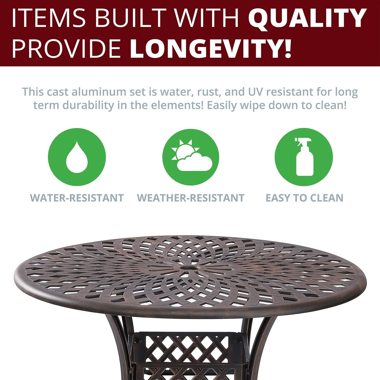 Kinger Home Aiden 5-Piece Outdoor Dining Set for Patio - Image 3