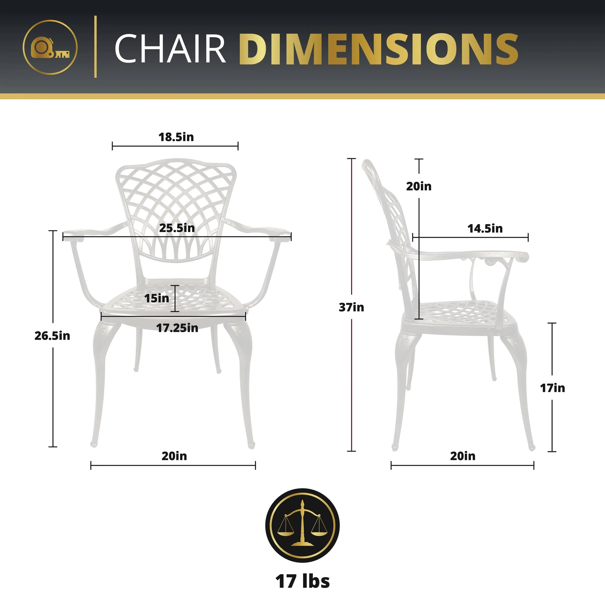 Kinger Home Arden 5-Piece Outdoor Dining Set for Patio - Image 5