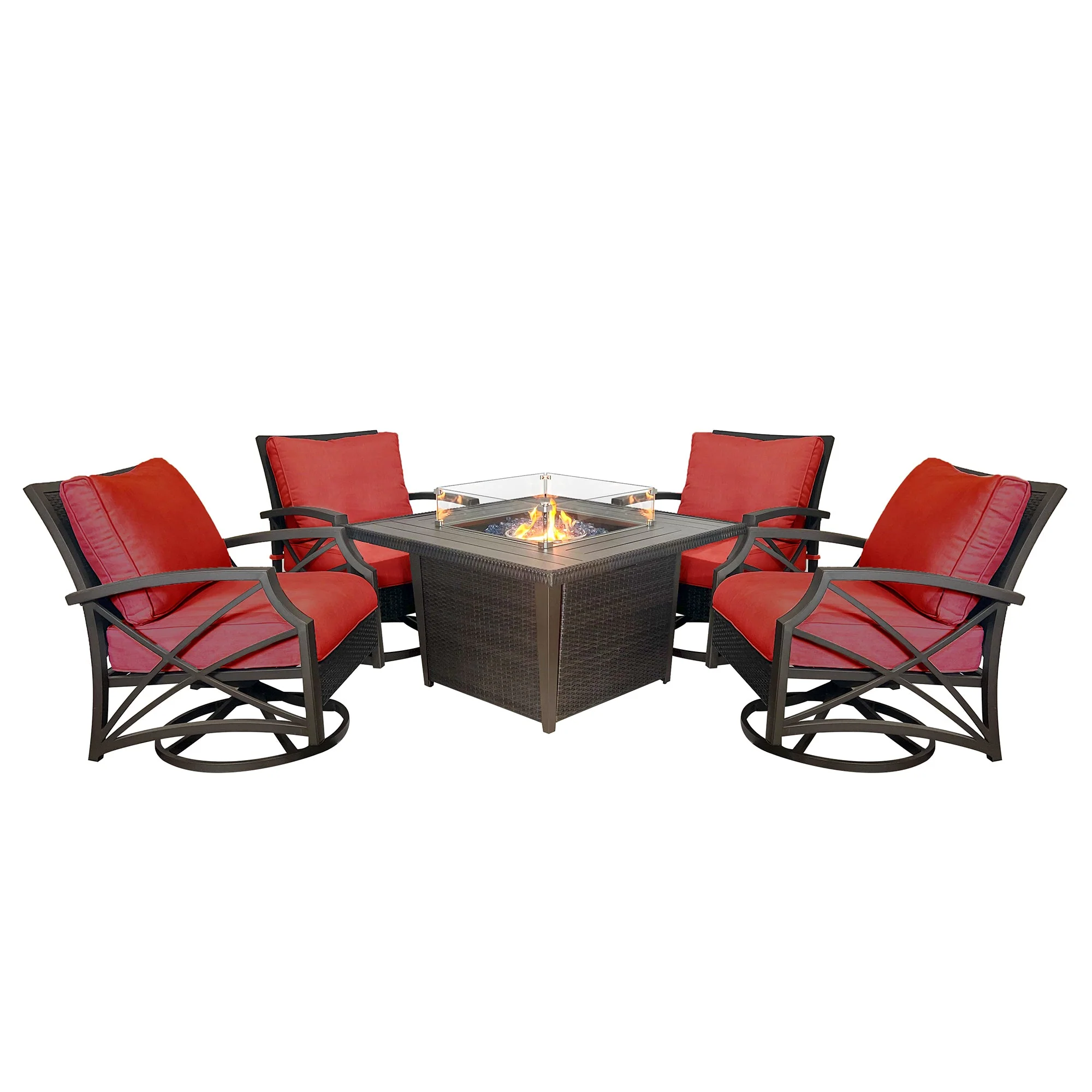 Kinger Home Ethan 5-Piece Outdoor Fire Pit Table Set for Patio - Image 4