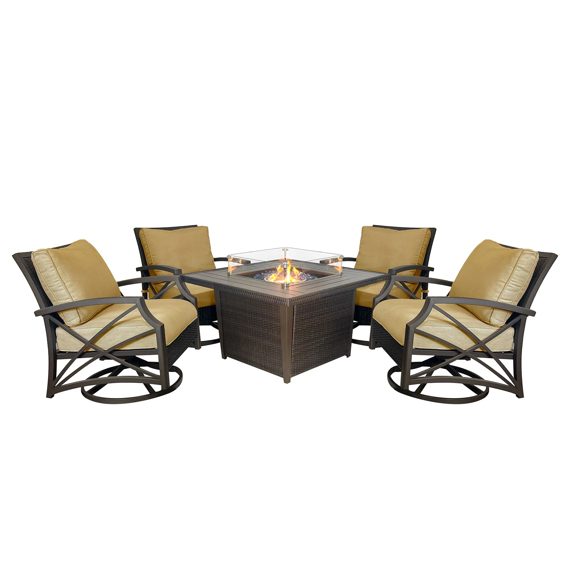 Kinger Home Ethan 5-Piece Outdoor Fire Pit Table Set for Patio - Image 5