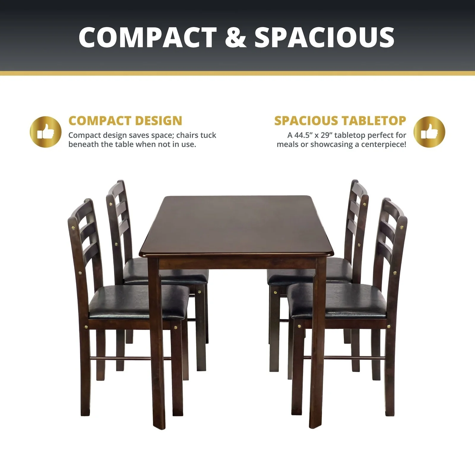 Kinger Home Jordan 5-Piece Indoor Dining Table Set for Kitchen & Dining Room - Image 5