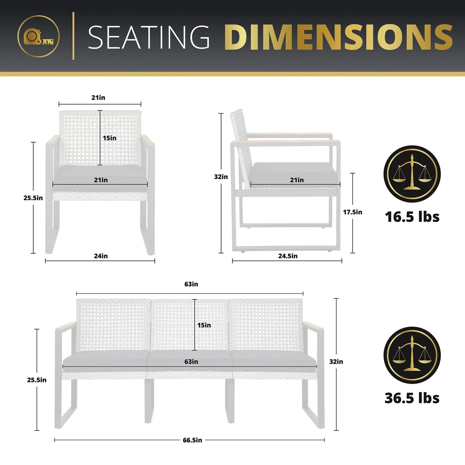 Kinger Home Keaton 4-Piece Rattan Wicker Patio Set - Image 9